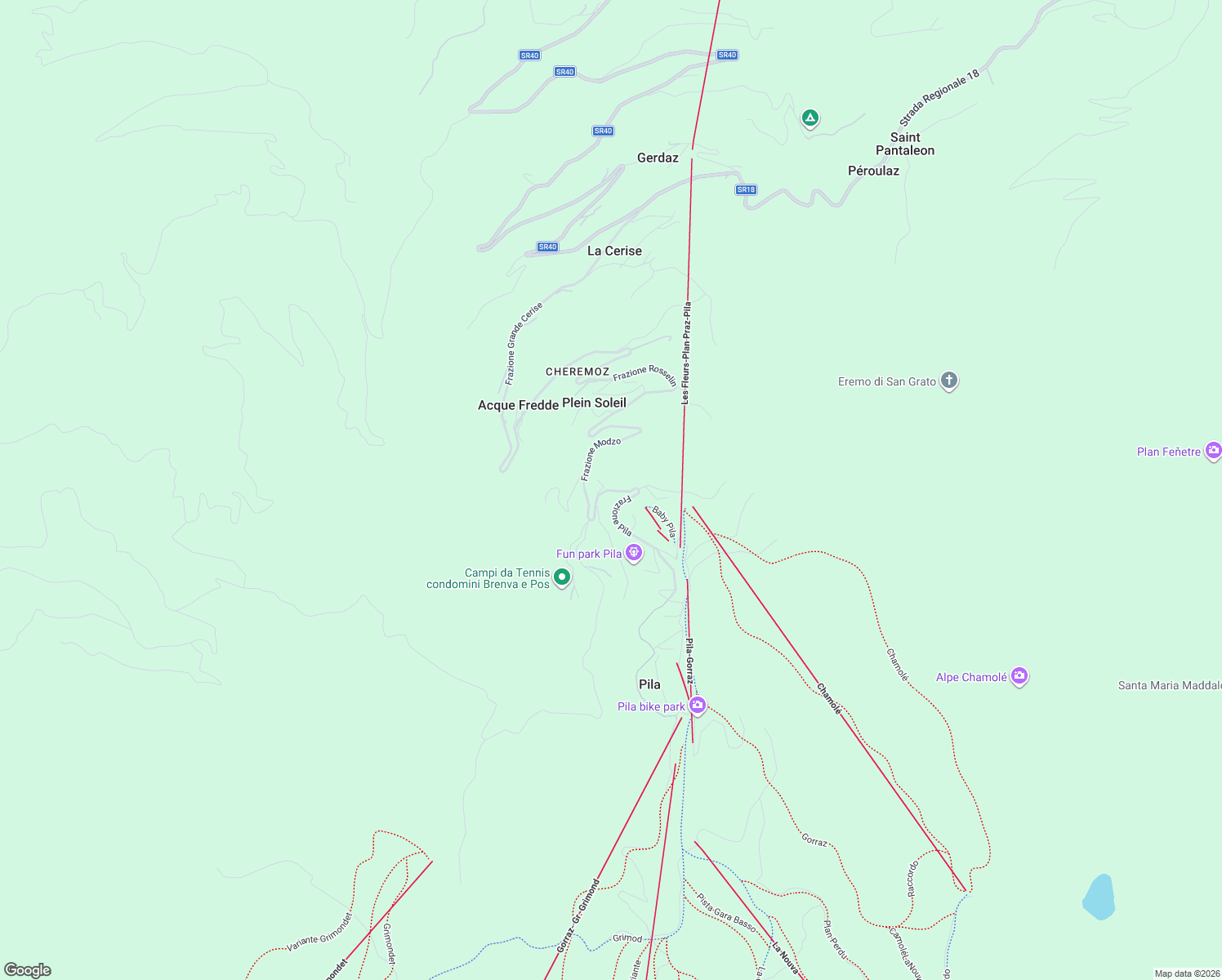 map of restaurants, bars, coffee shops, grocery stores, and more near Frazione Modzo in Valle d'Aosta