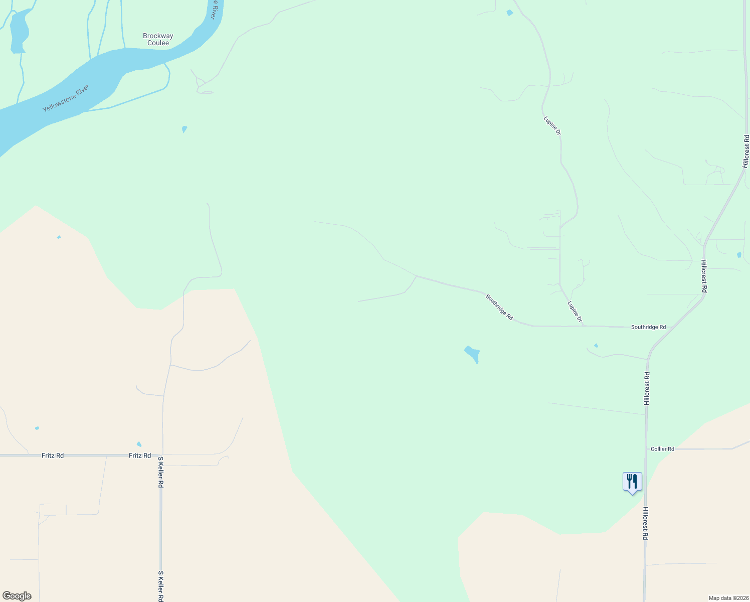 map of restaurants, bars, coffee shops, grocery stores, and more near 7020 Southfork Road in Billings