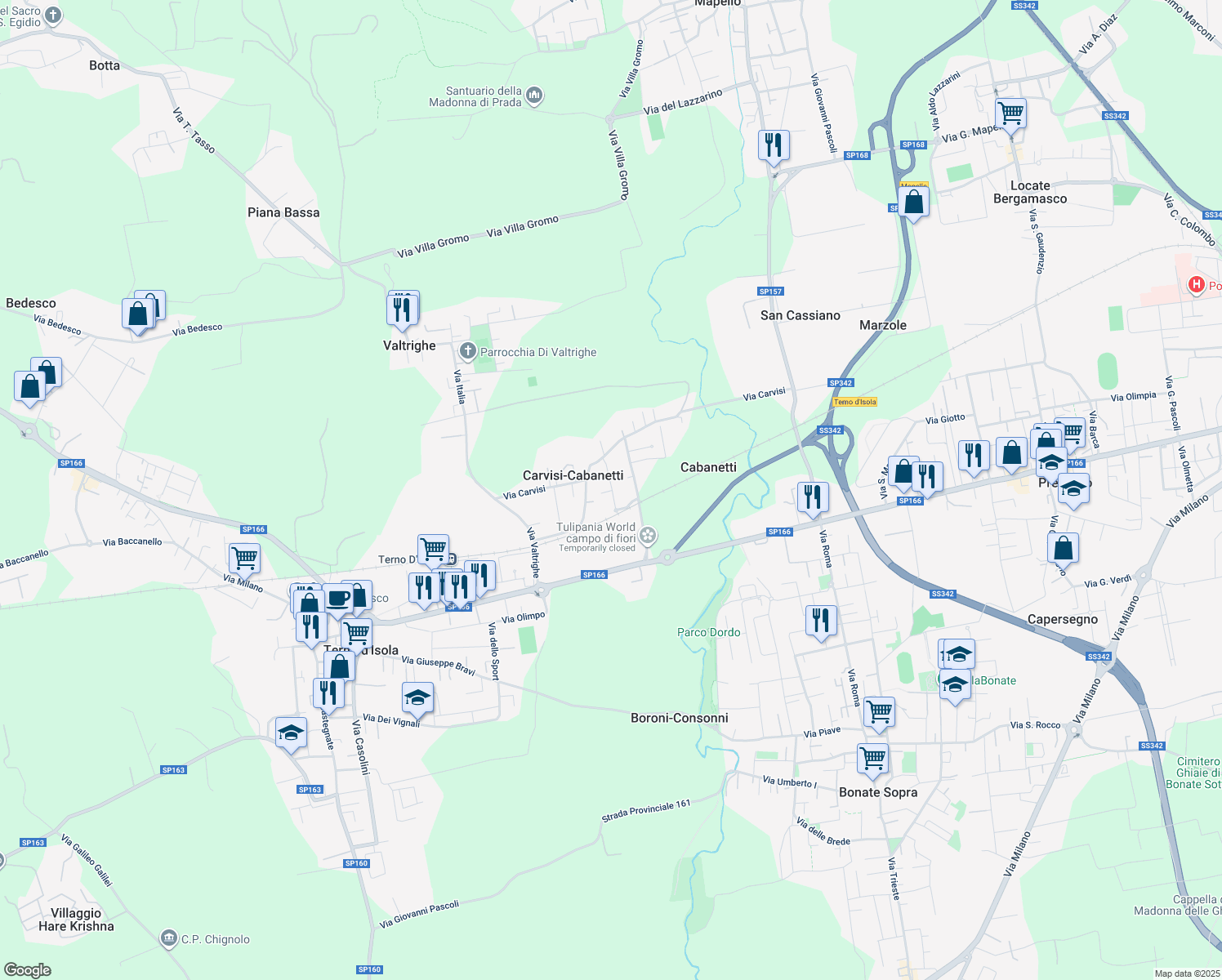 map of restaurants, bars, coffee shops, grocery stores, and more near 17 Via Antonio Consonni in Terno D'isola