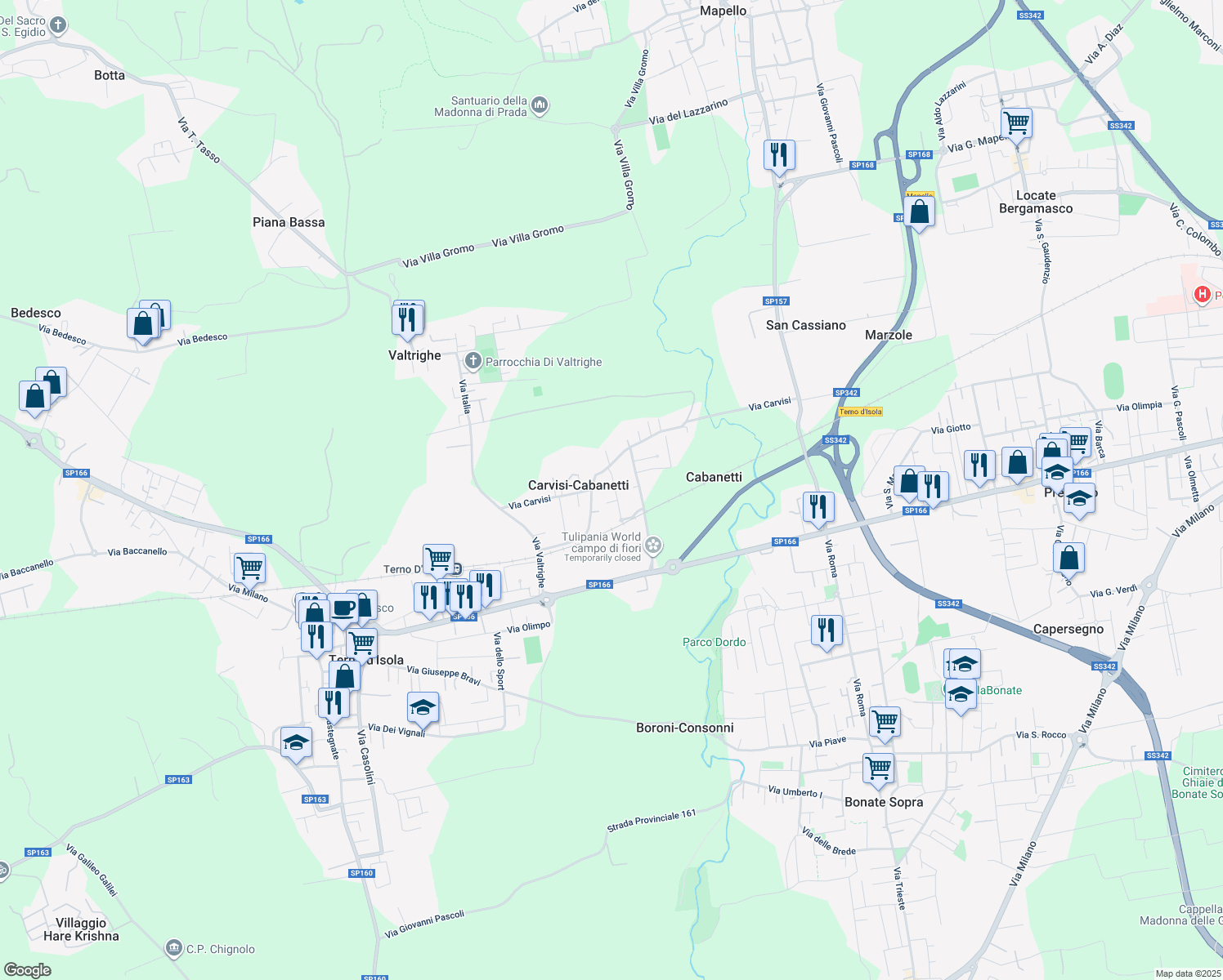 map of restaurants, bars, coffee shops, grocery stores, and more near 17 Via Antonio Consonni in Terno D'isola