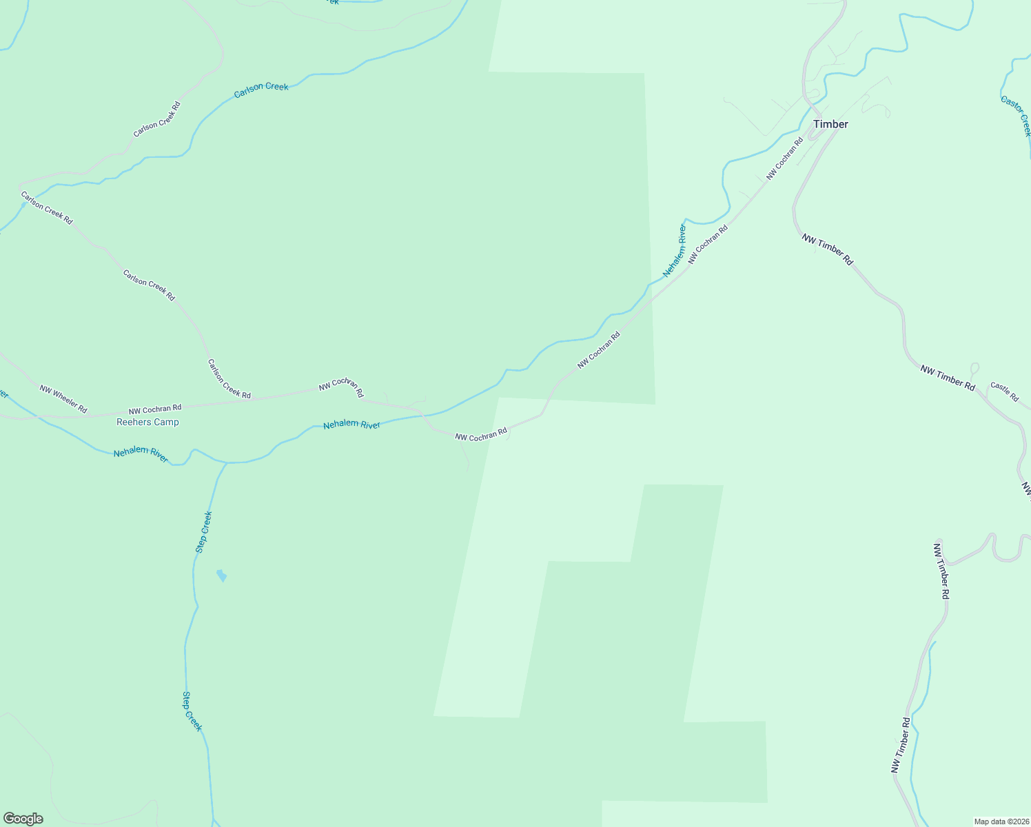 map of restaurants, bars, coffee shops, grocery stores, and more near 62300 Northwest Cochran Road in Timber