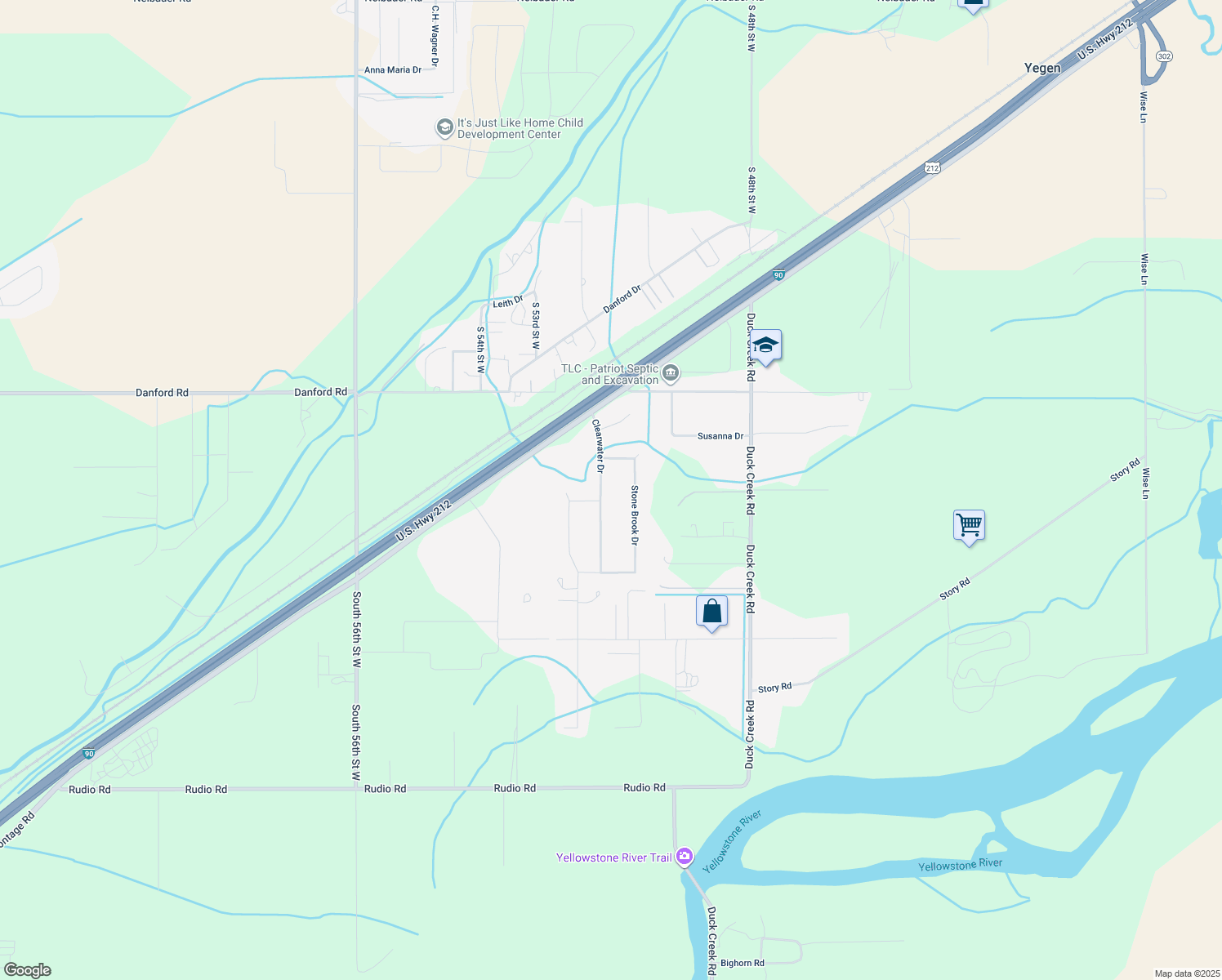 map of restaurants, bars, coffee shops, grocery stores, and more near 3353 Clearwater Dr in Billings