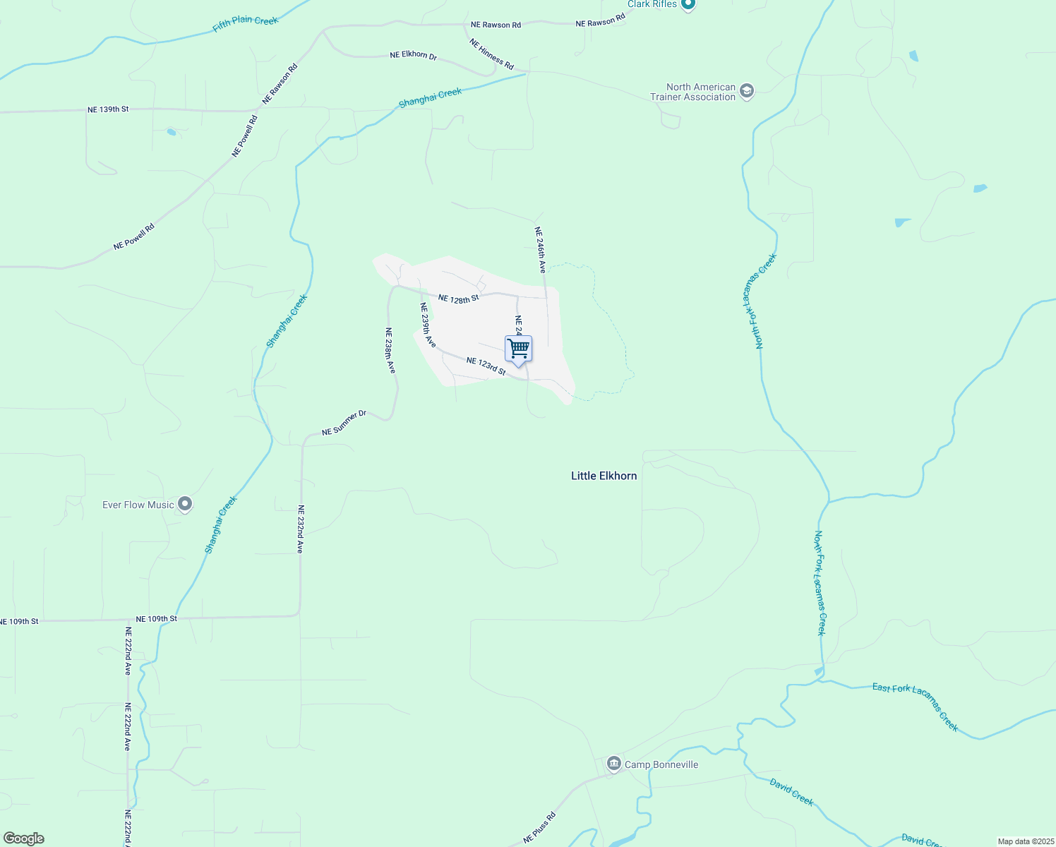 map of restaurants, bars, coffee shops, grocery stores, and more near 12000 Northeast 245th Court in Brush Prairie