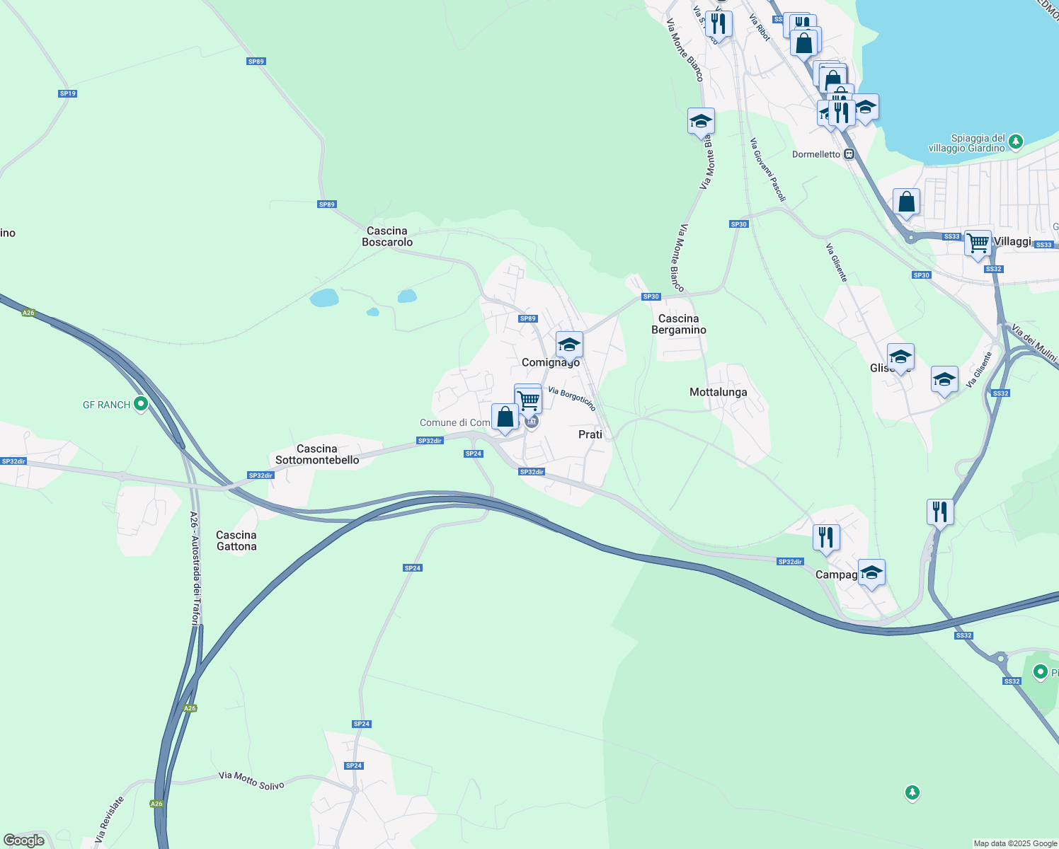 map of restaurants, bars, coffee shops, grocery stores, and more near 4 Vicolo Abbazia in Comignago