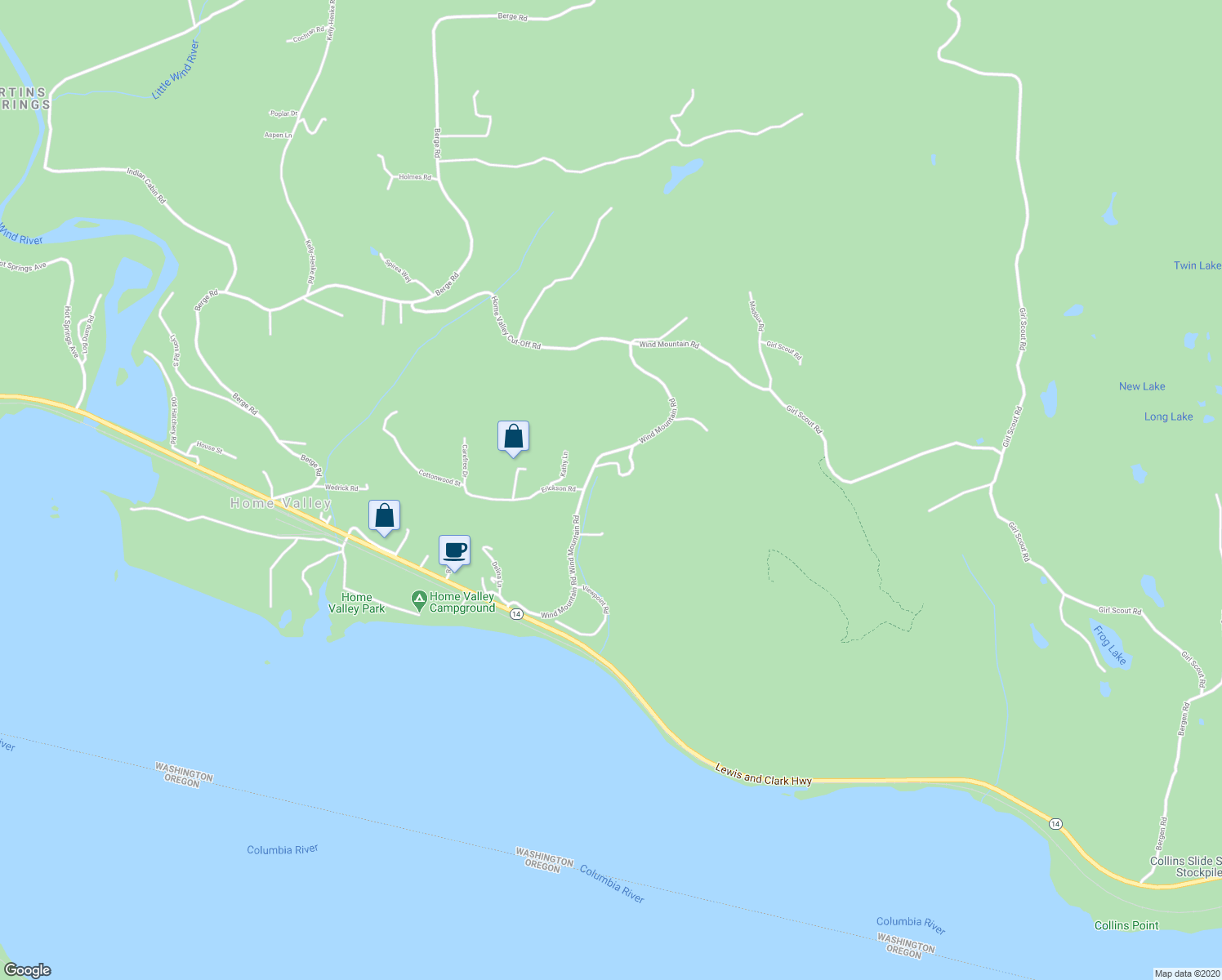 map of restaurants, bars, coffee shops, grocery stores, and more near 101 Rike Road in Stevenson