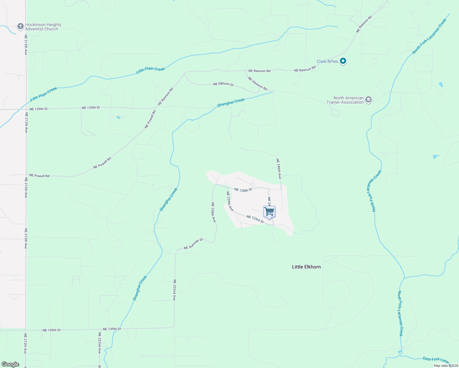 map of restaurants, bars, coffee shops, grocery stores, and more near 23902 Northeast 128th Street in Brush Prairie