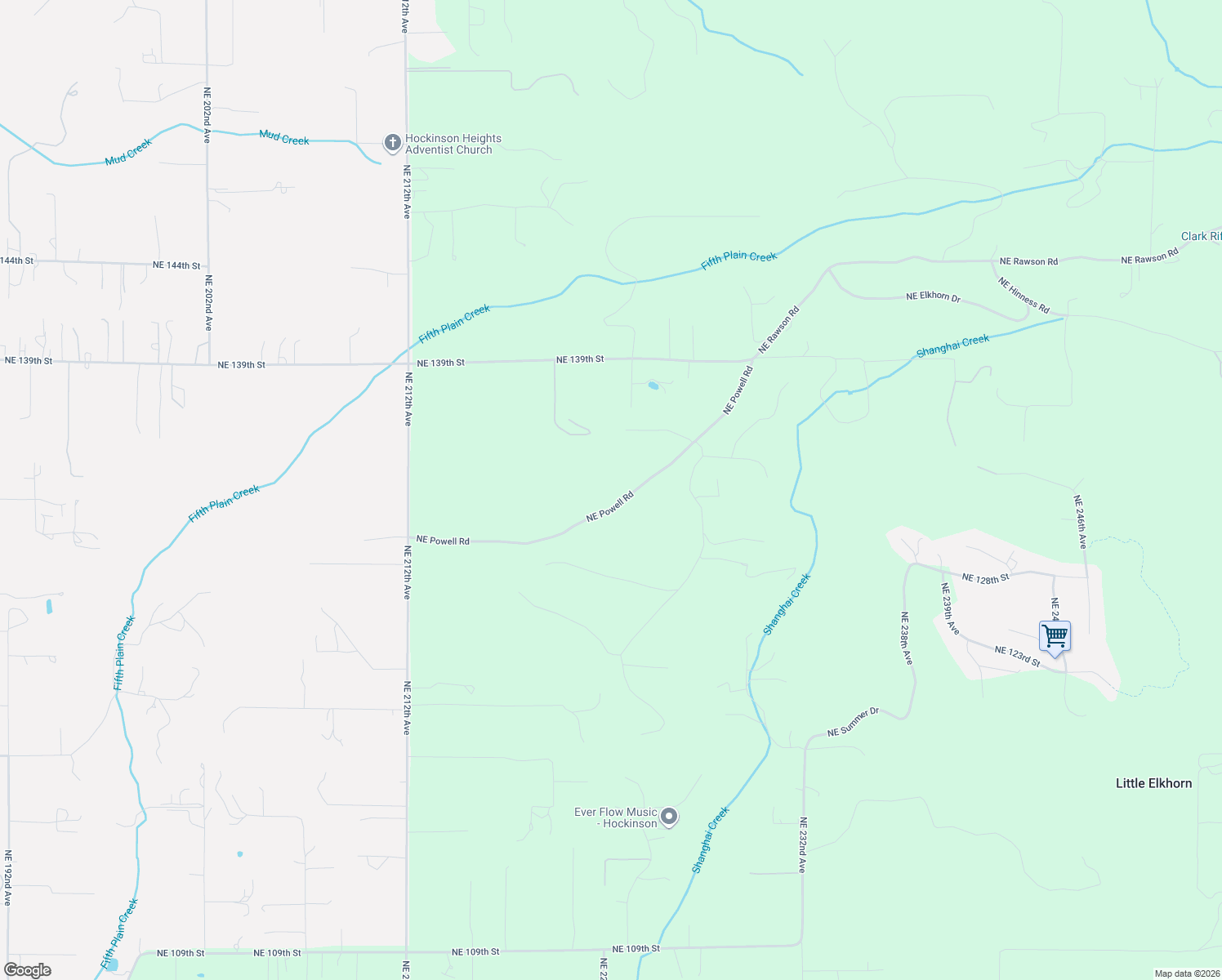 map of restaurants, bars, coffee shops, grocery stores, and more near 13212 Northeast Powell Road in Brush Prairie