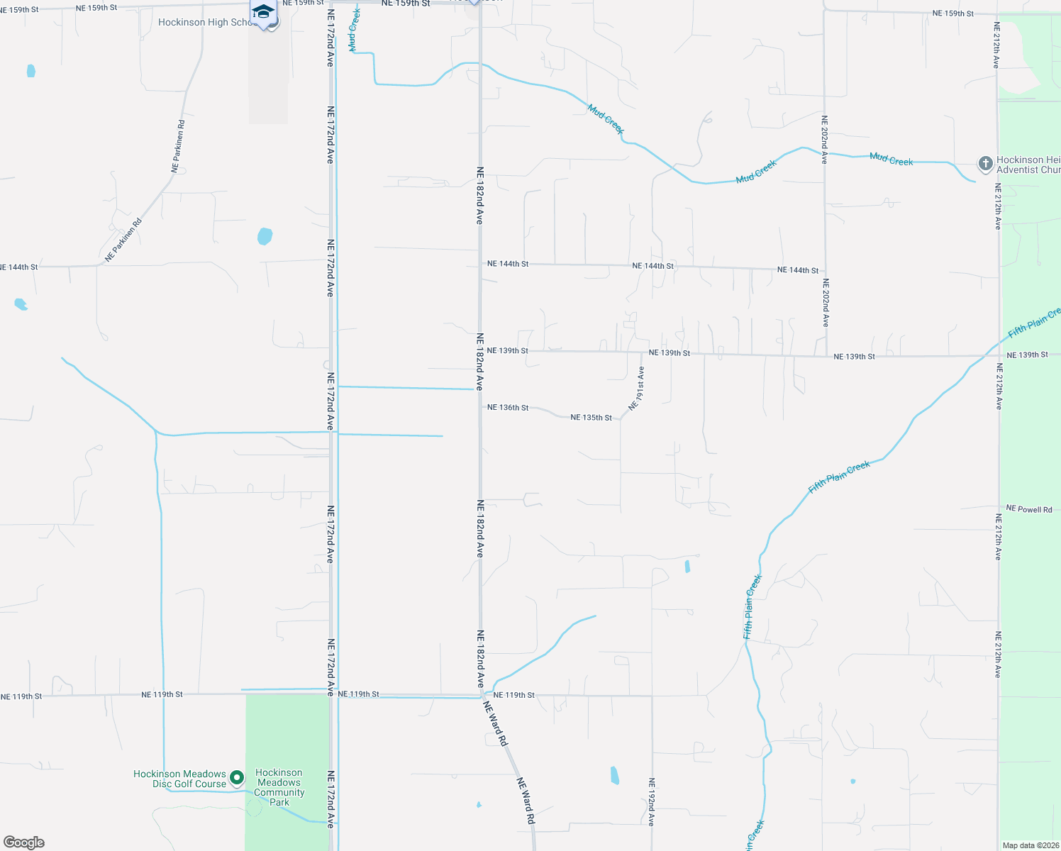 map of restaurants, bars, coffee shops, grocery stores, and more near 18425 Northeast 136th Street in Brush Prairie