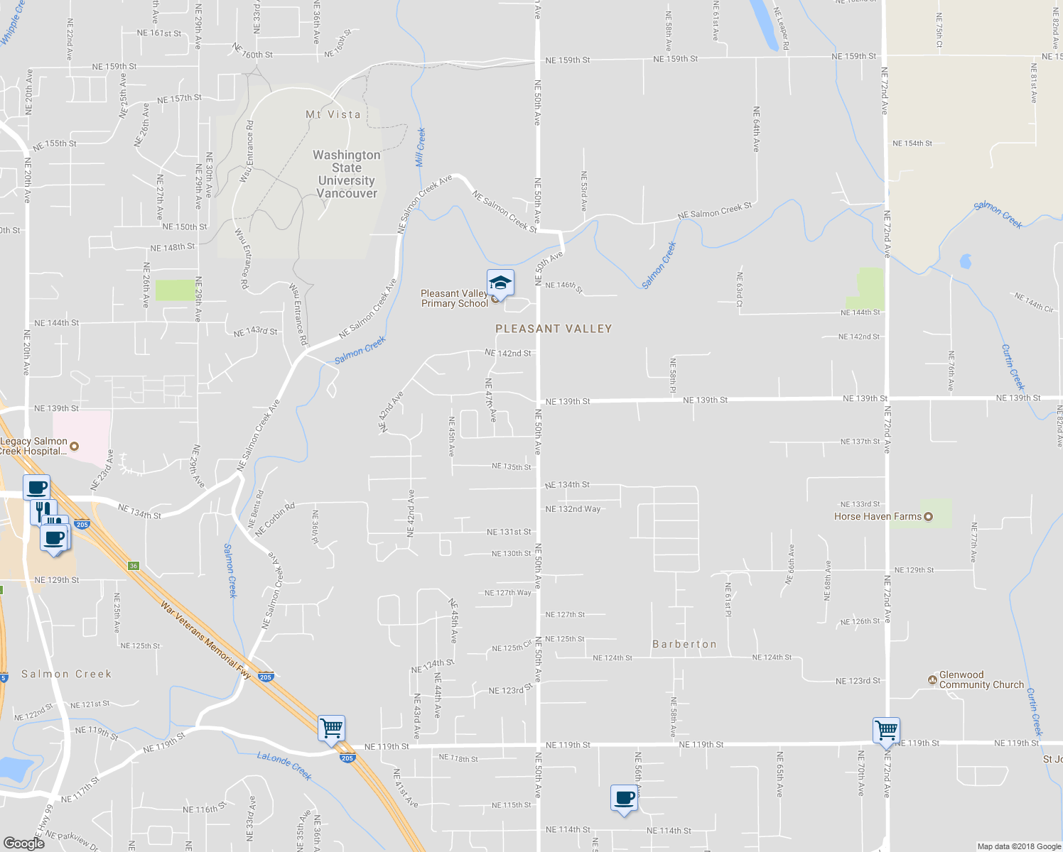 map of restaurants, bars, coffee shops, grocery stores, and more near 4902 Northeast 137th Street in Vancouver