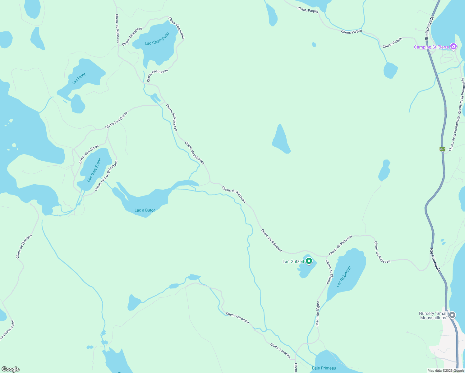 map of restaurants, bars, coffee shops, grocery stores, and more near 323 Chemin du Ruisseau in Outaouais