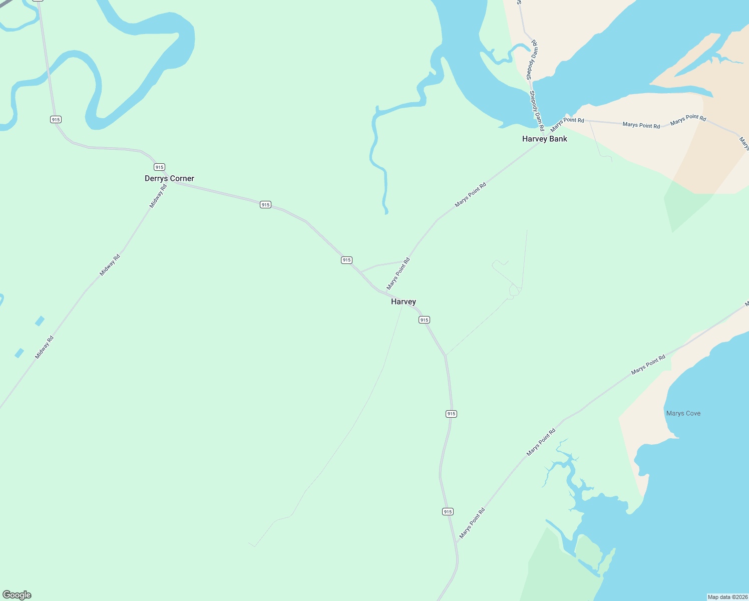 map of restaurants, bars, coffee shops, grocery stores, and more near 365 Route 915 in Harvey