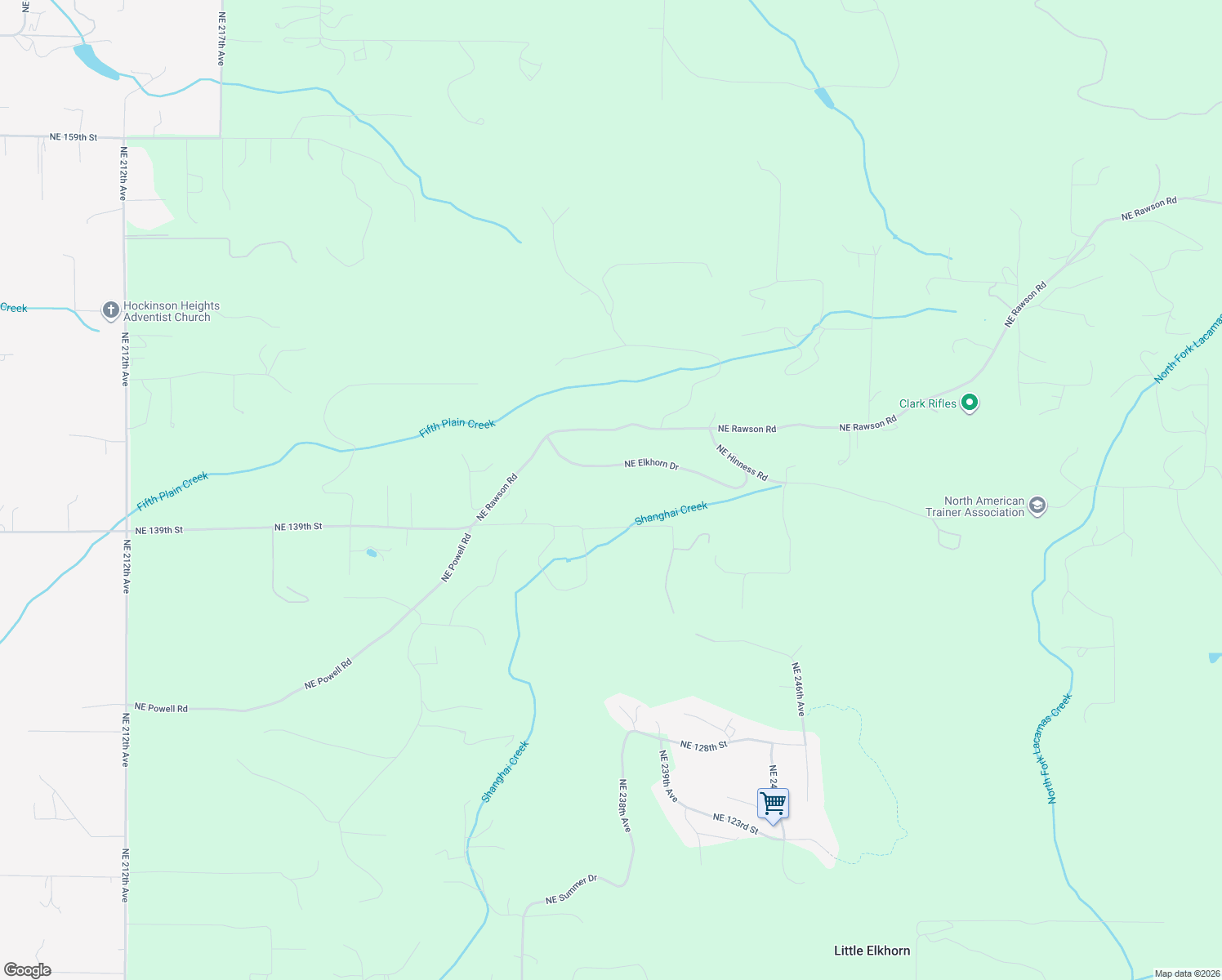 map of restaurants, bars, coffee shops, grocery stores, and more near 23619 Northeast Elkhorn Drive in Brush Prairie