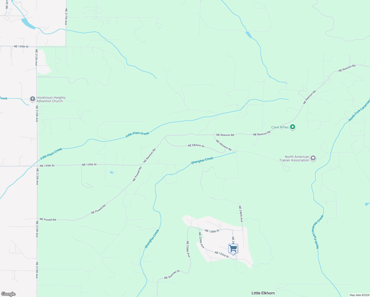 map of restaurants, bars, coffee shops, grocery stores, and more near 23619 Northeast Elkhorn Drive in Brush Prairie