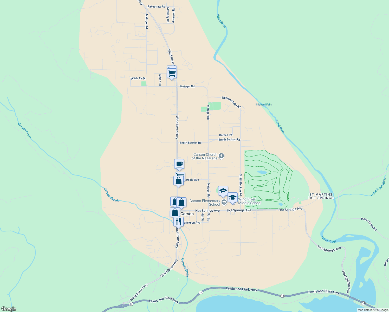 map of restaurants, bars, coffee shops, grocery stores, and more near 112 Valley Drive in Carson