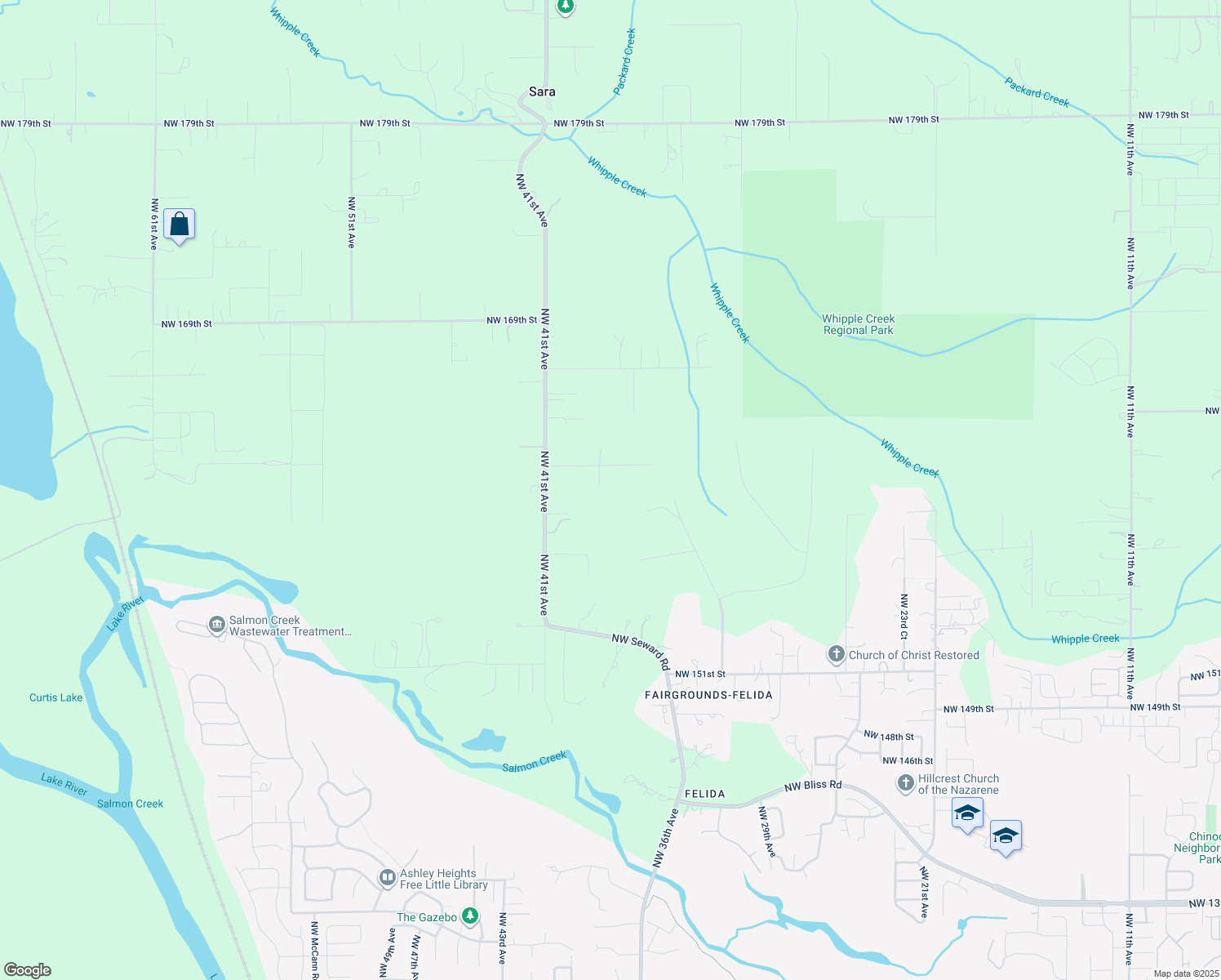 map of restaurants, bars, coffee shops, grocery stores, and more near 3807 Northwest 161st Way in Ridgefield