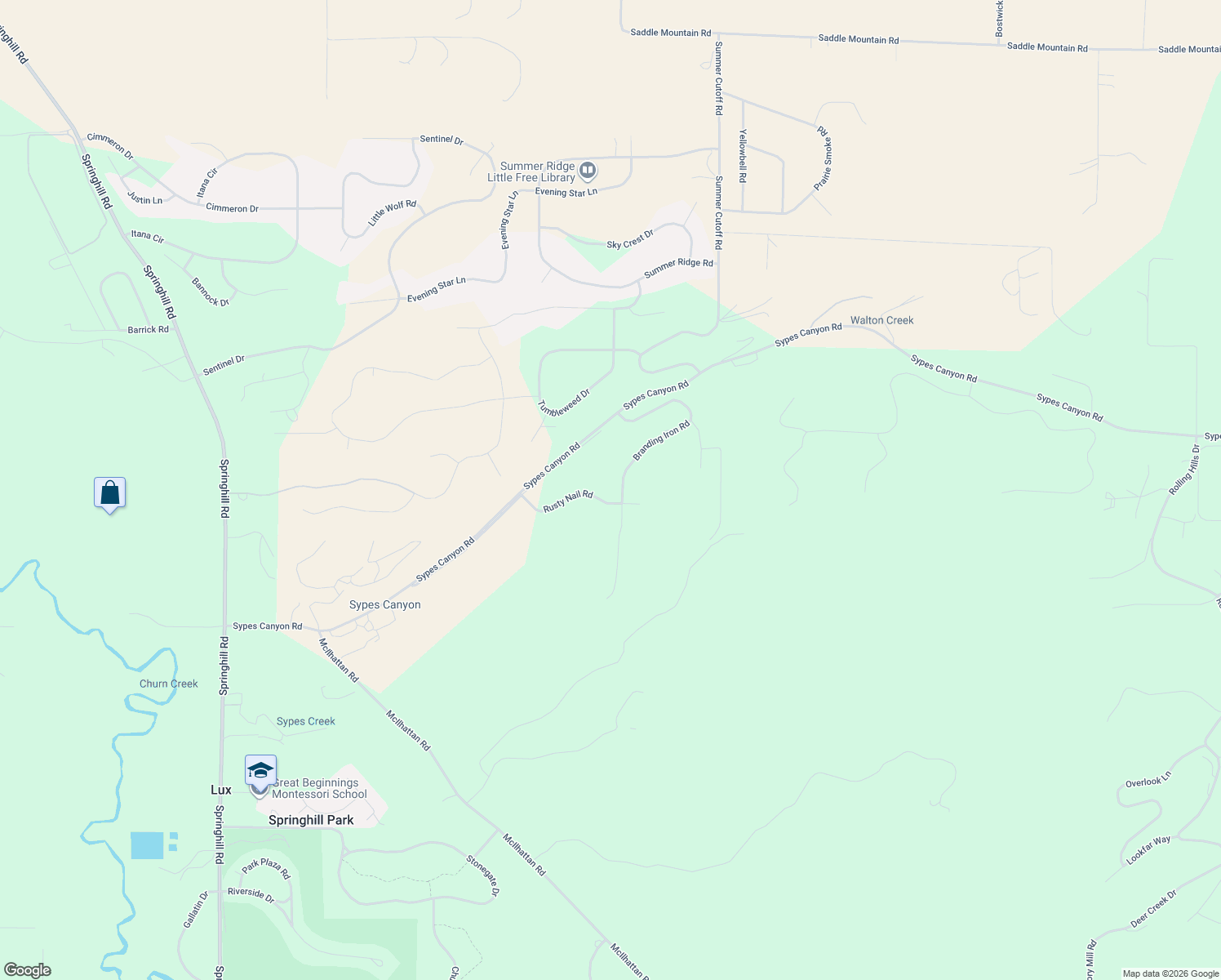 map of restaurants, bars, coffee shops, grocery stores, and more near 2795 Rusty Nail Road in Bozeman