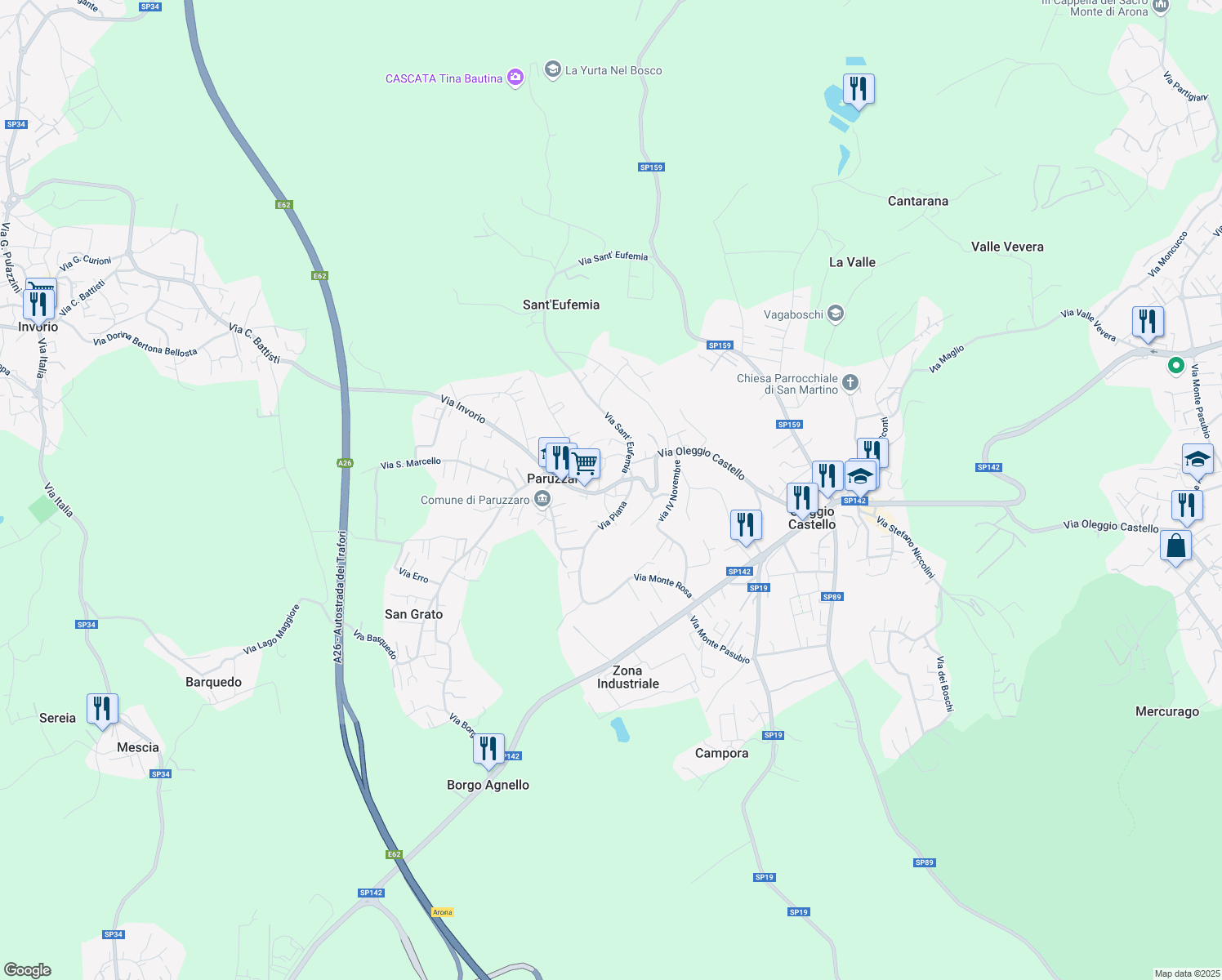 map of restaurants, bars, coffee shops, grocery stores, and more near in Paruzzaro