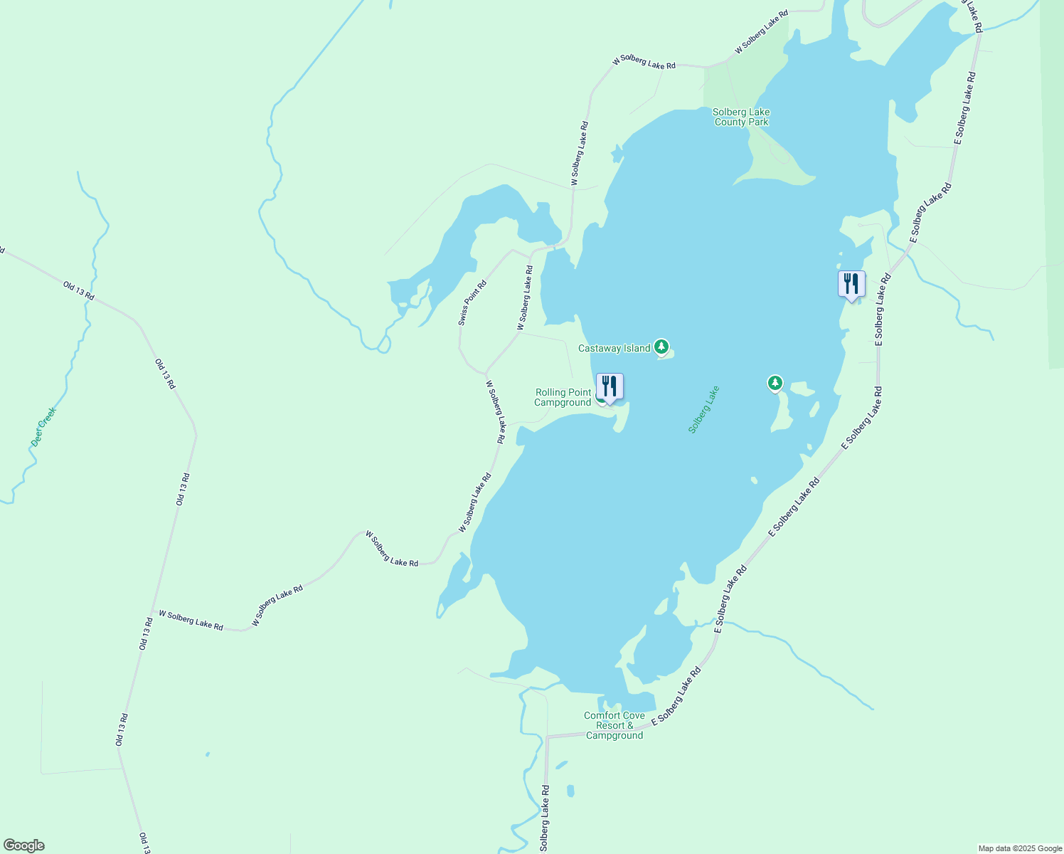 map of restaurants, bars, coffee shops, grocery stores, and more near W6717 Point Lane in Phillips