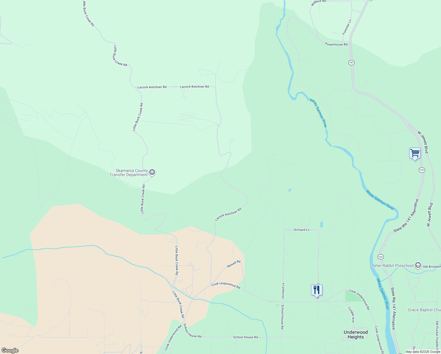 map of restaurants, bars, coffee shops, grocery stores, and more near Lacock-Kelchner Road in Underwood