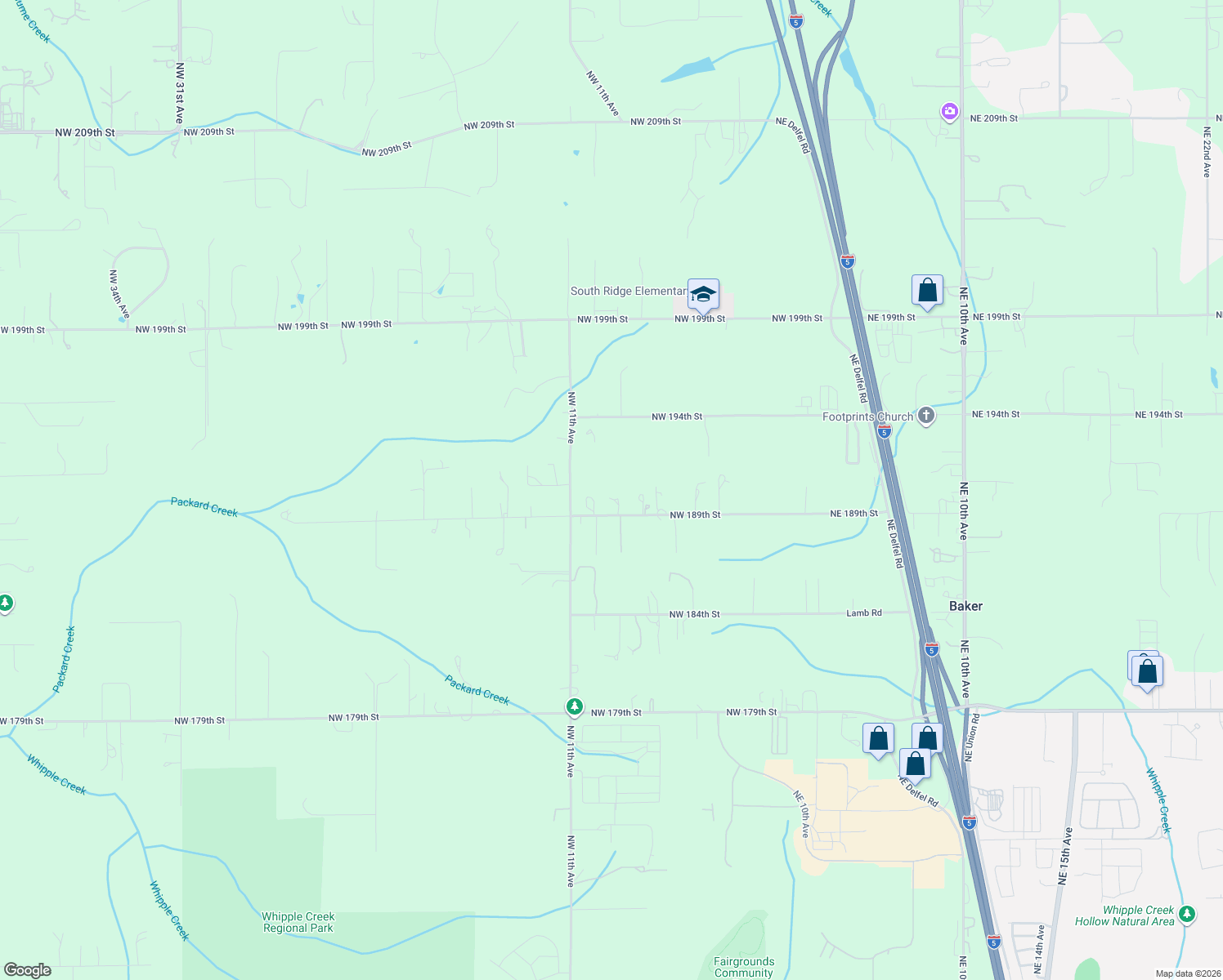 map of restaurants, bars, coffee shops, grocery stores, and more near 902 NW 189th St in Ridgefield