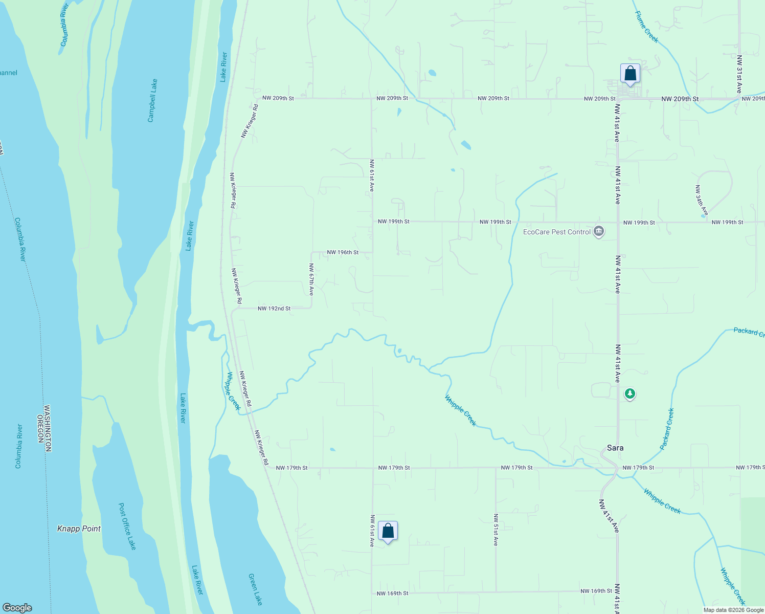 map of restaurants, bars, coffee shops, grocery stores, and more near 19121 Northwest 61st Avenue in Ridgefield