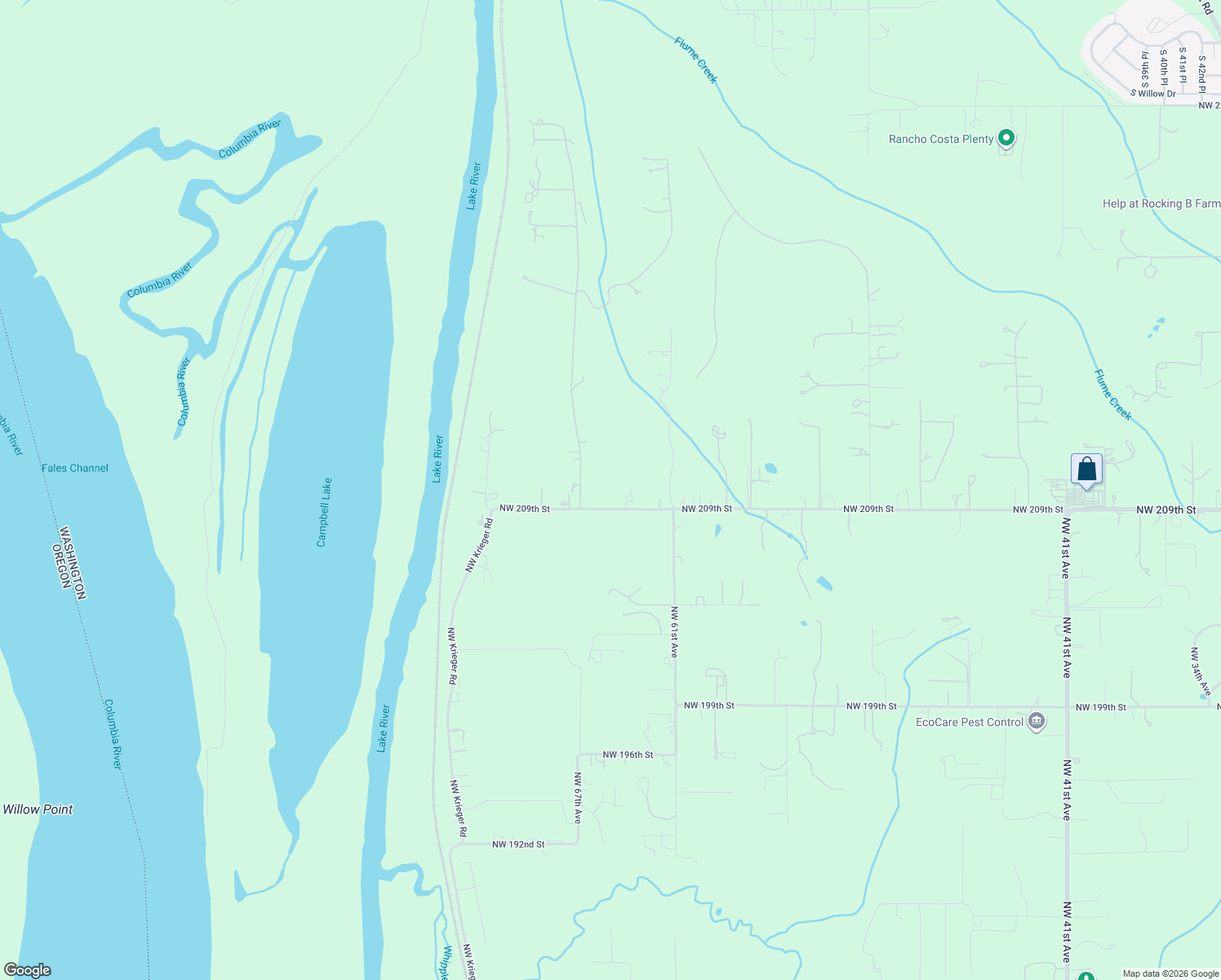 map of restaurants, bars, coffee shops, grocery stores, and more near 6510 Northwest 209th Street in Ridgefield