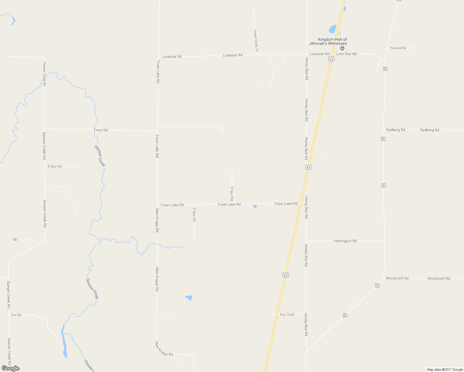 map of restaurants, bars, coffee shops, grocery stores, and more near North Spur Road in Shell Lake