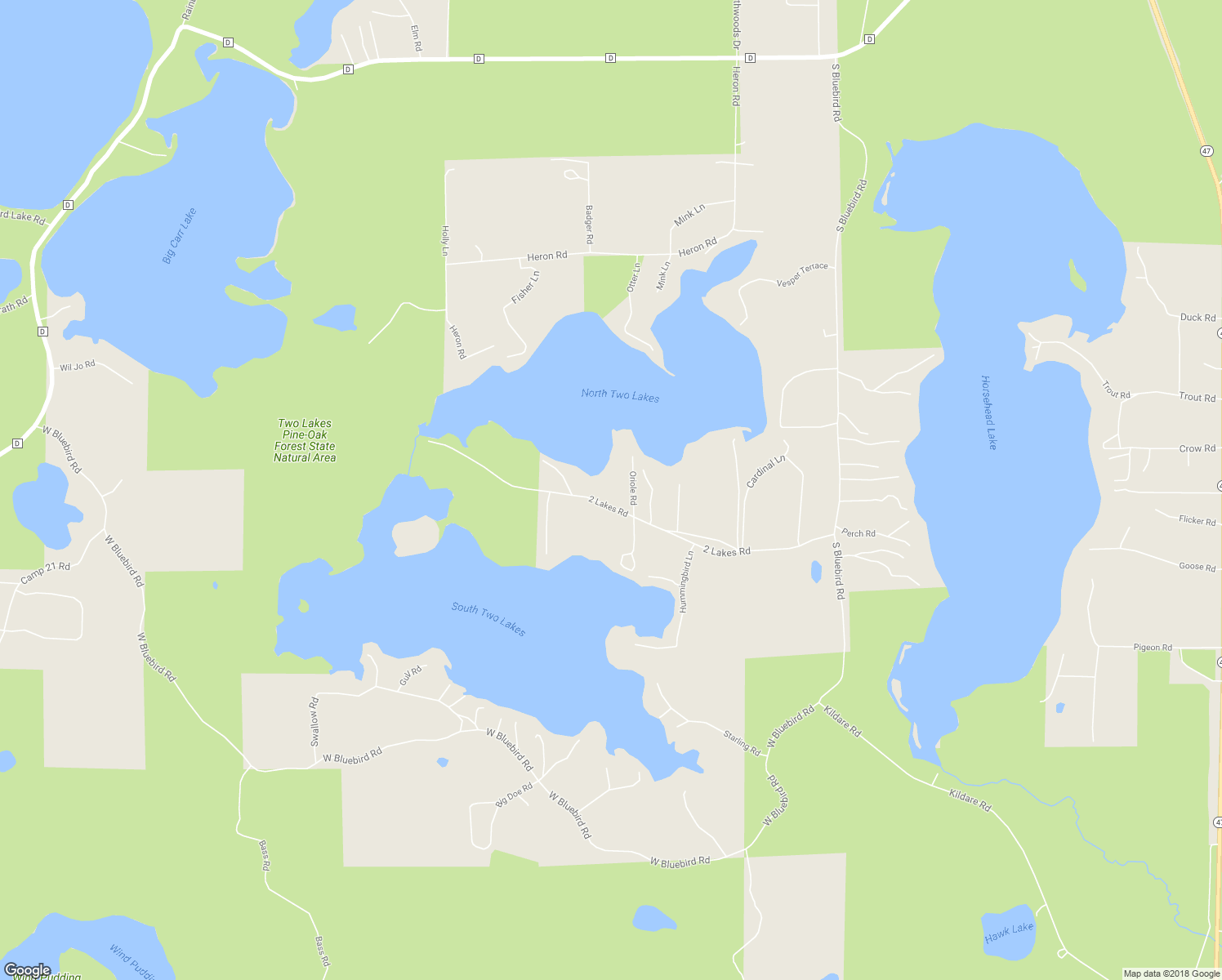 map of restaurants, bars, coffee shops, grocery stores, and more near 8142 2 Lakes Road in Lake Tomahawk