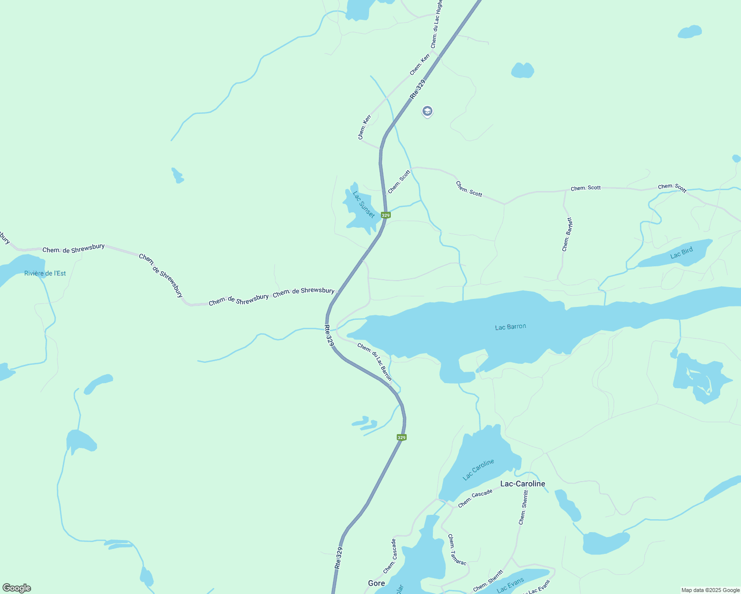 map of restaurants, bars, coffee shops, grocery stores, and more near 34 Chemin du Lac Barron in Gore