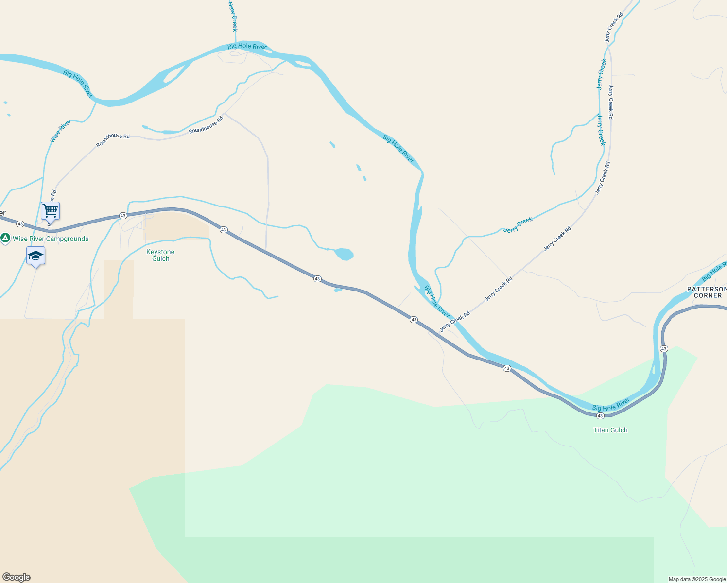 map of restaurants, bars, coffee shops, grocery stores, and more near Montana 43 in Butte