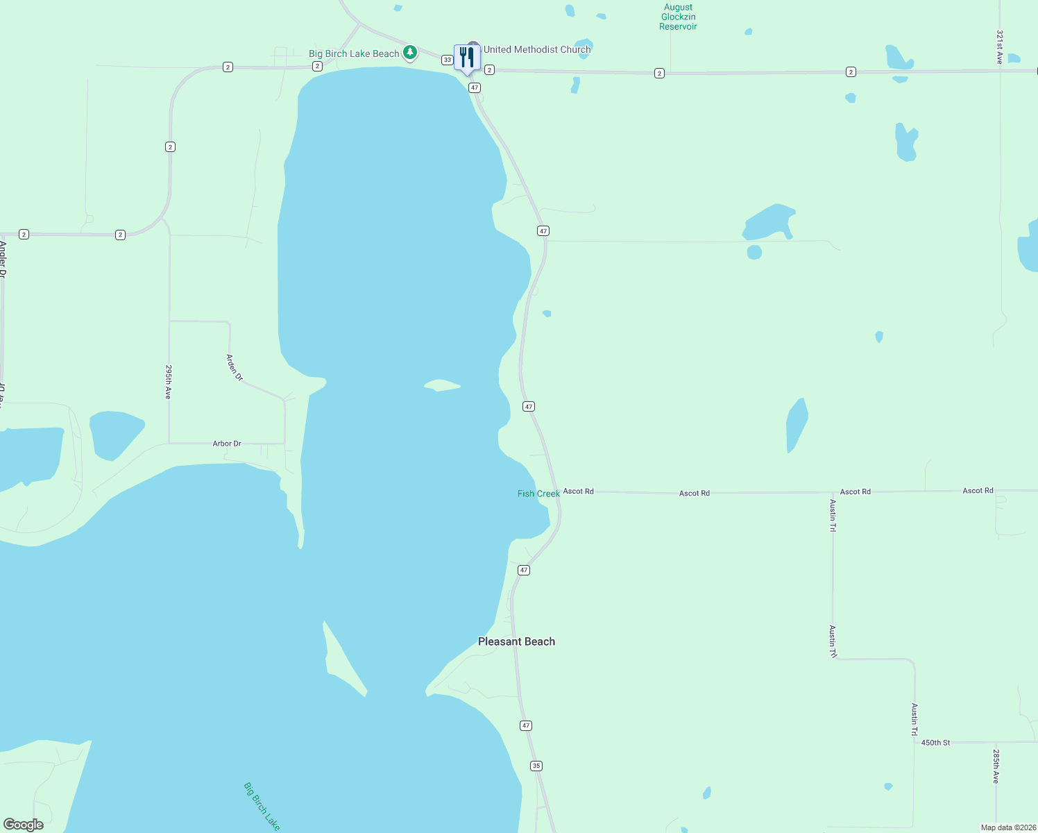 map of restaurants, bars, coffee shops, grocery stores, and more near 11055 County 47 in Grey Eagle