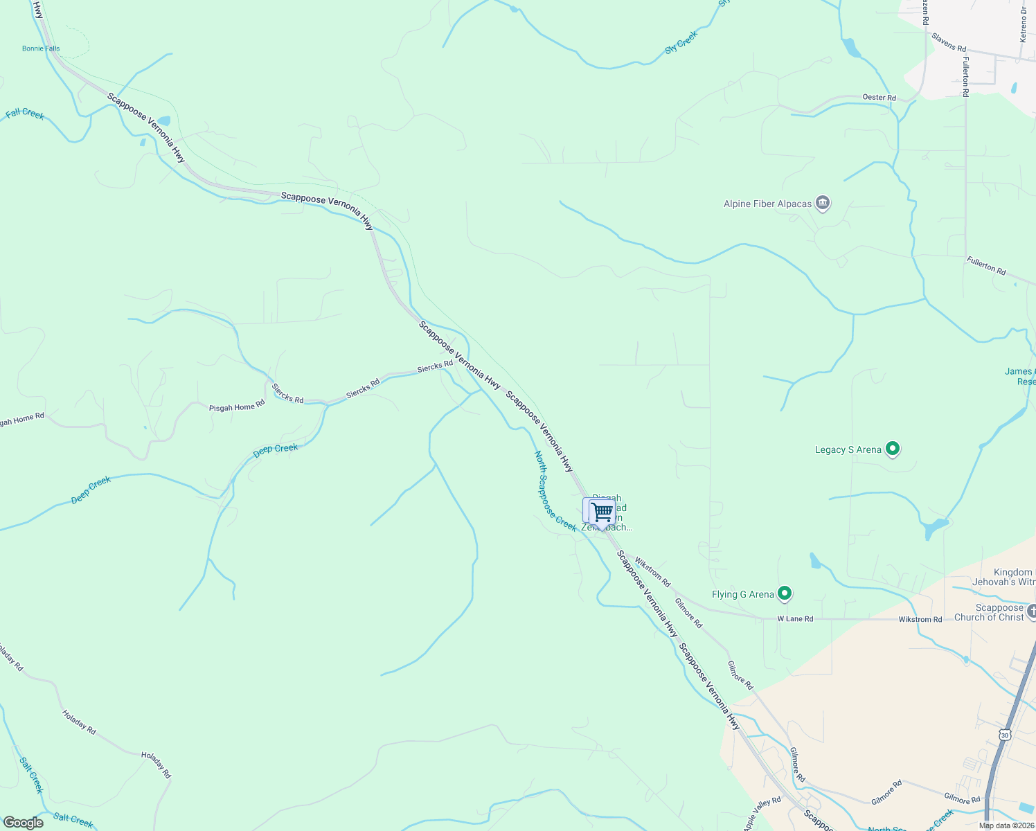 map of restaurants, bars, coffee shops, grocery stores, and more near 32046 Scappoose Vernonia Highway in Scappoose