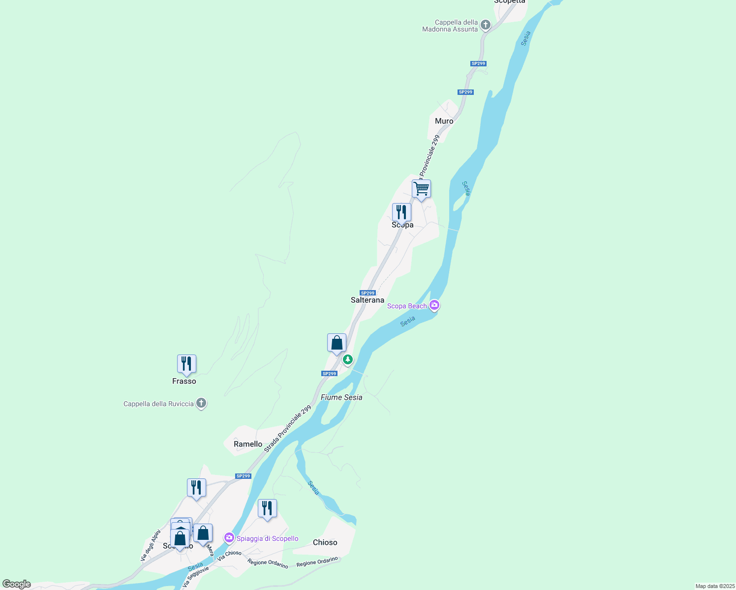map of restaurants, bars, coffee shops, grocery stores, and more near 87 Via Monte Rosa in Salterana