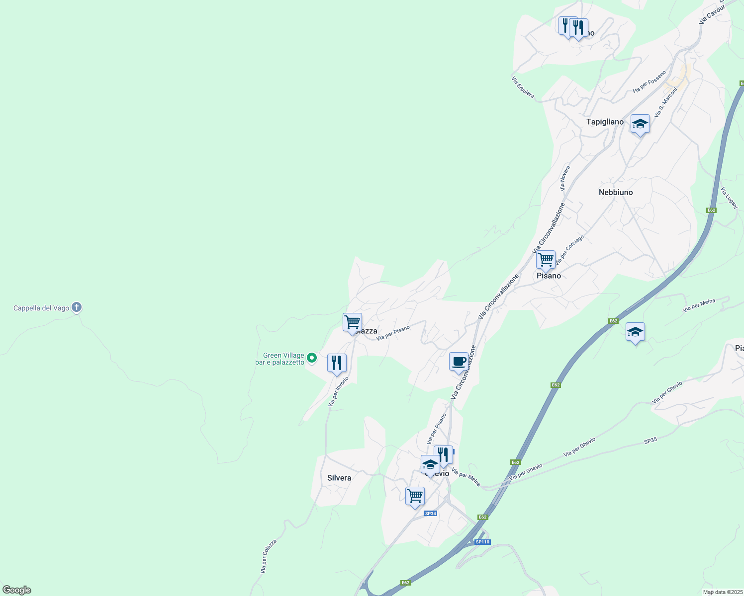 map of restaurants, bars, coffee shops, grocery stores, and more near 8 Via Vittorio Veneto in Colazza