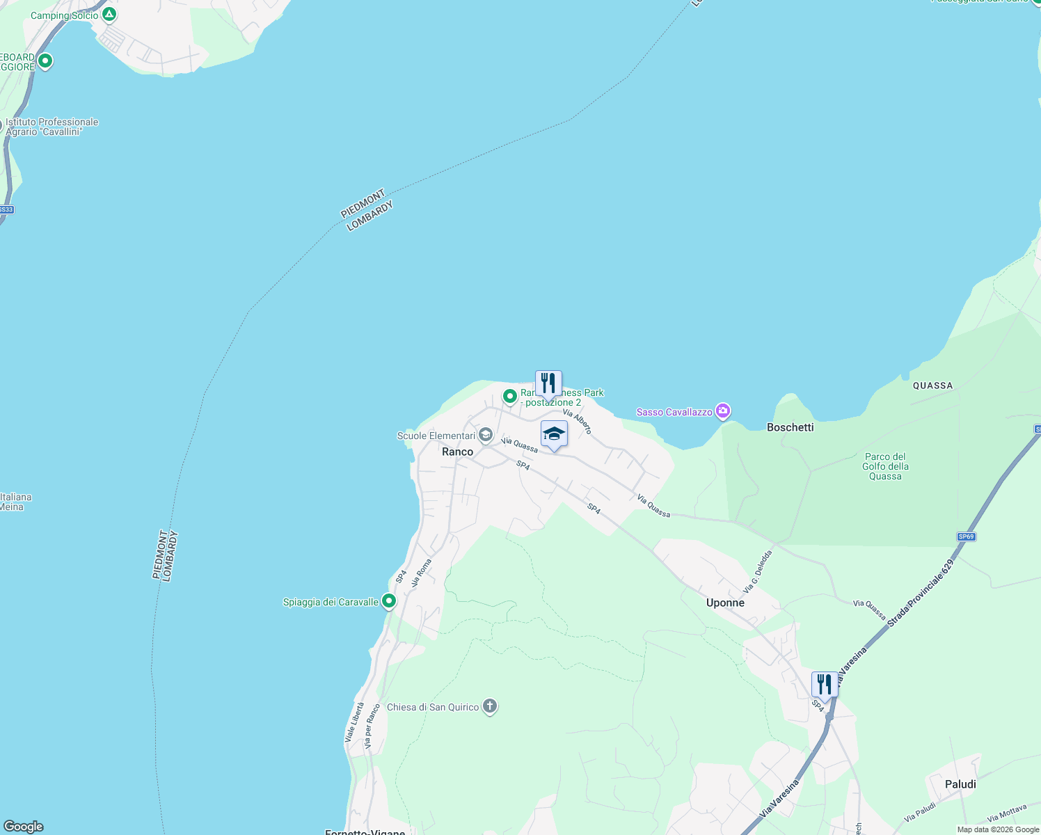 map of restaurants, bars, coffee shops, grocery stores, and more near 49 Via Alberto in Ranco