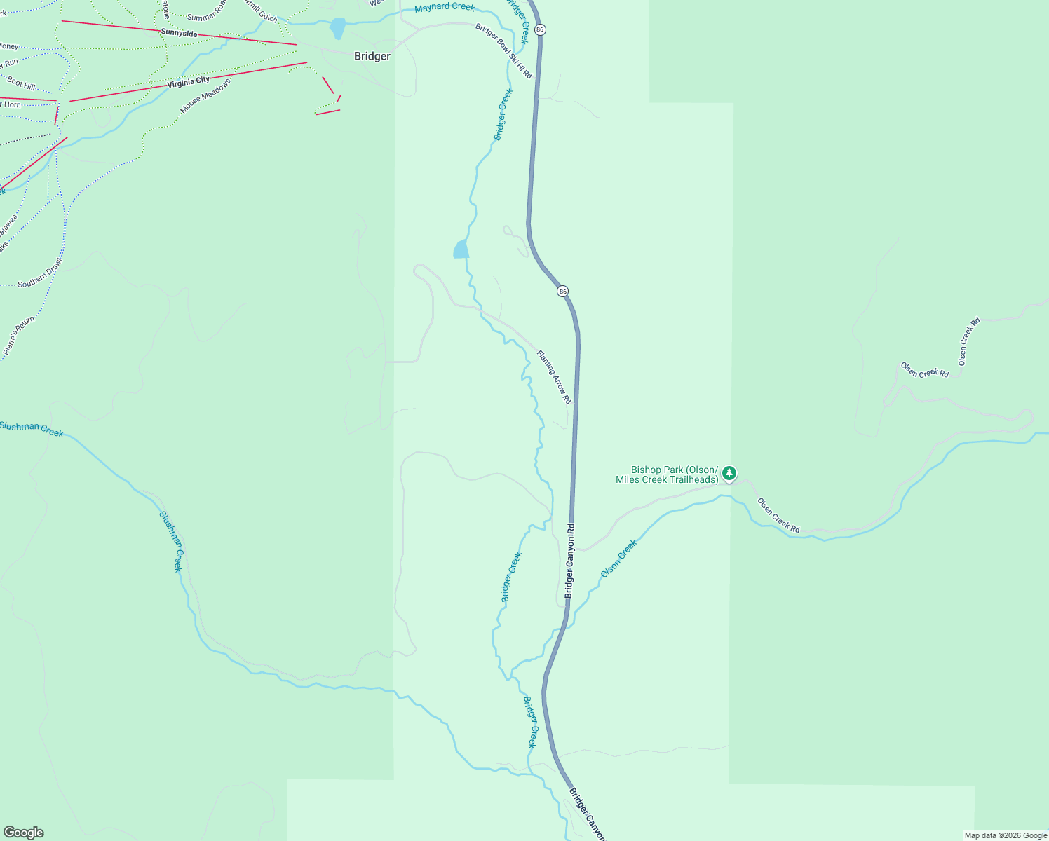 map of restaurants, bars, coffee shops, grocery stores, and more near 14200 Flaming Arrow Road in Bozeman