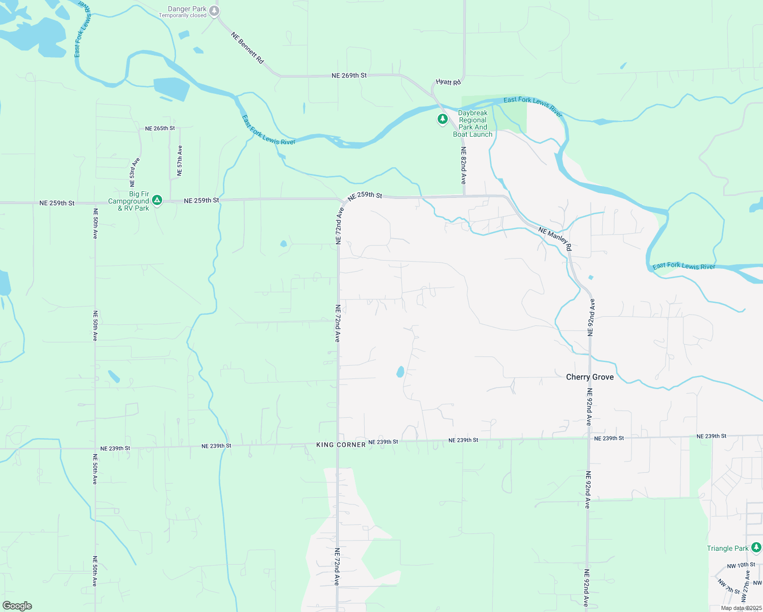 map of restaurants, bars, coffee shops, grocery stores, and more near 7509 Northeast 251st Street in Battle Ground