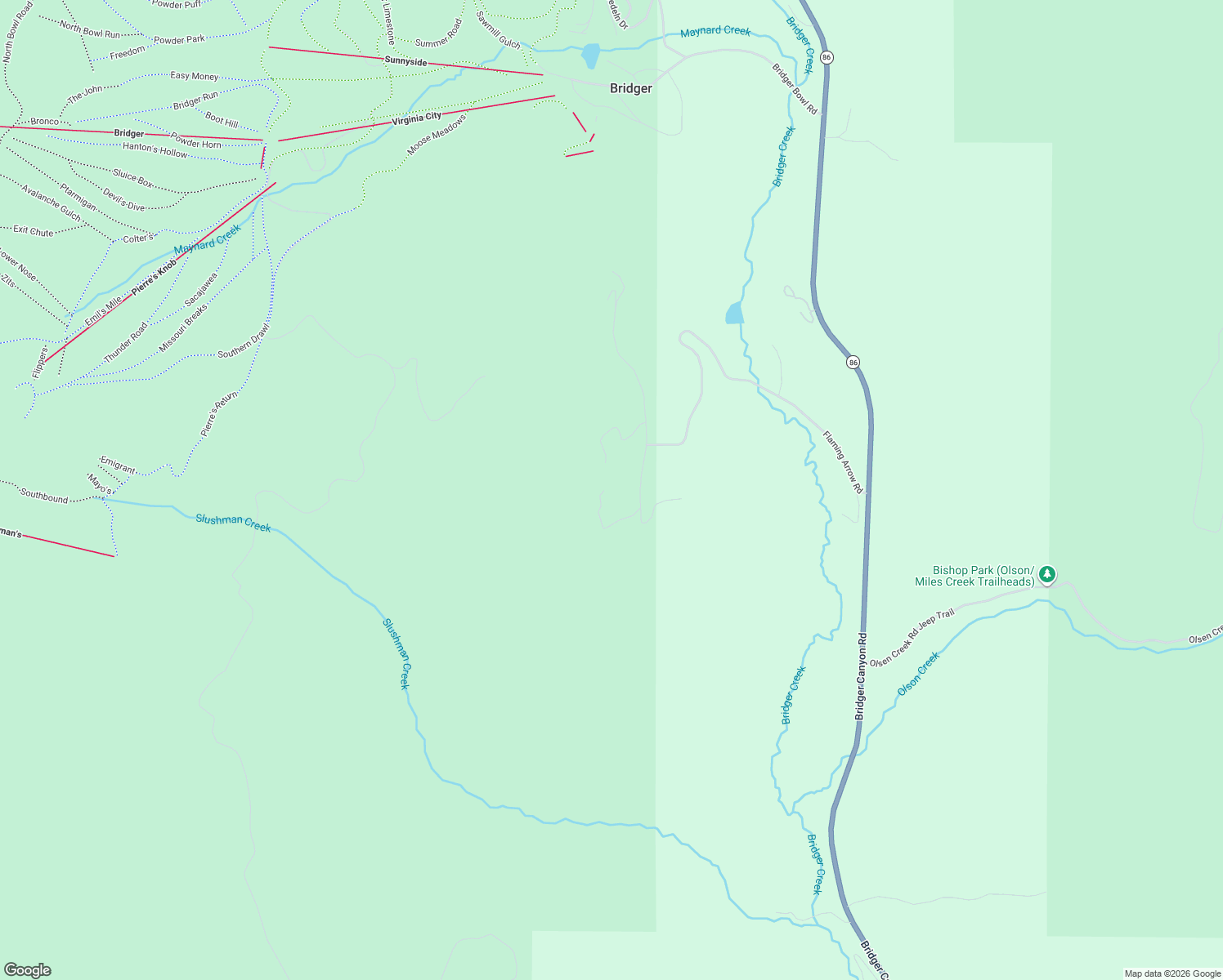 map of restaurants, bars, coffee shops, grocery stores, and more near 11095 Taiga Trail in Bozeman