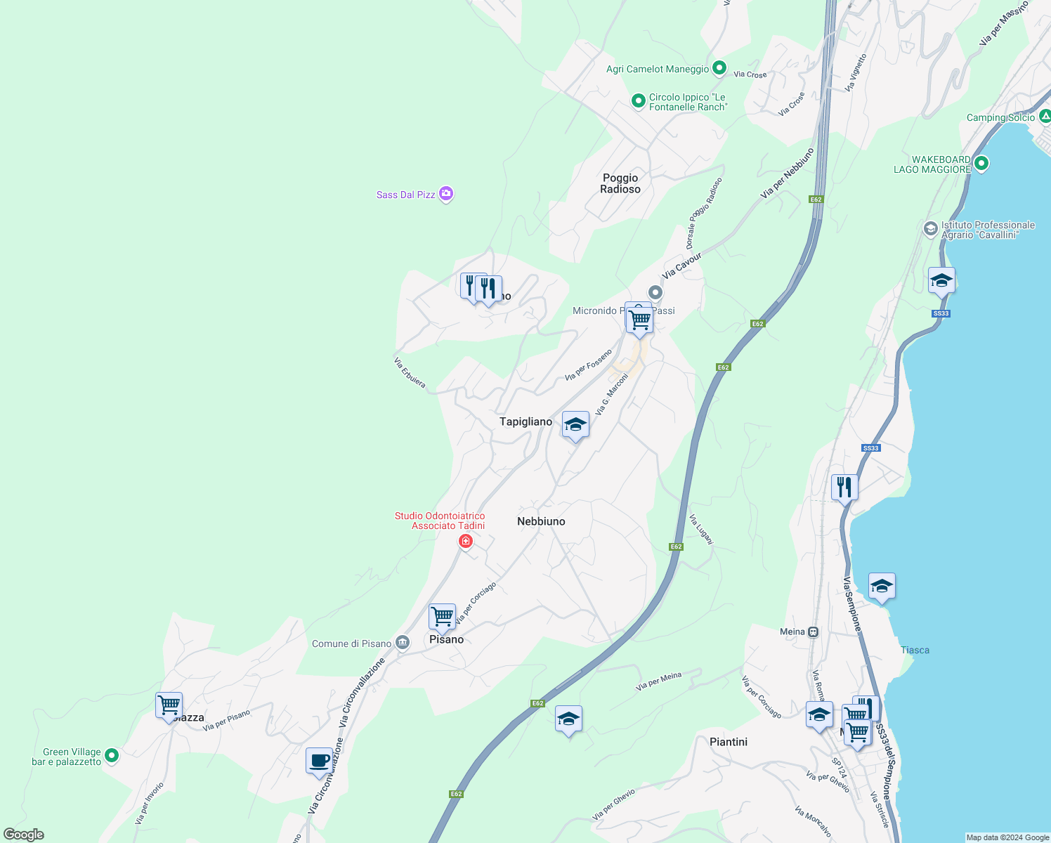 map of restaurants, bars, coffee shops, grocery stores, and more near 4 Via Giuseppe Mazzini in Tapigliano