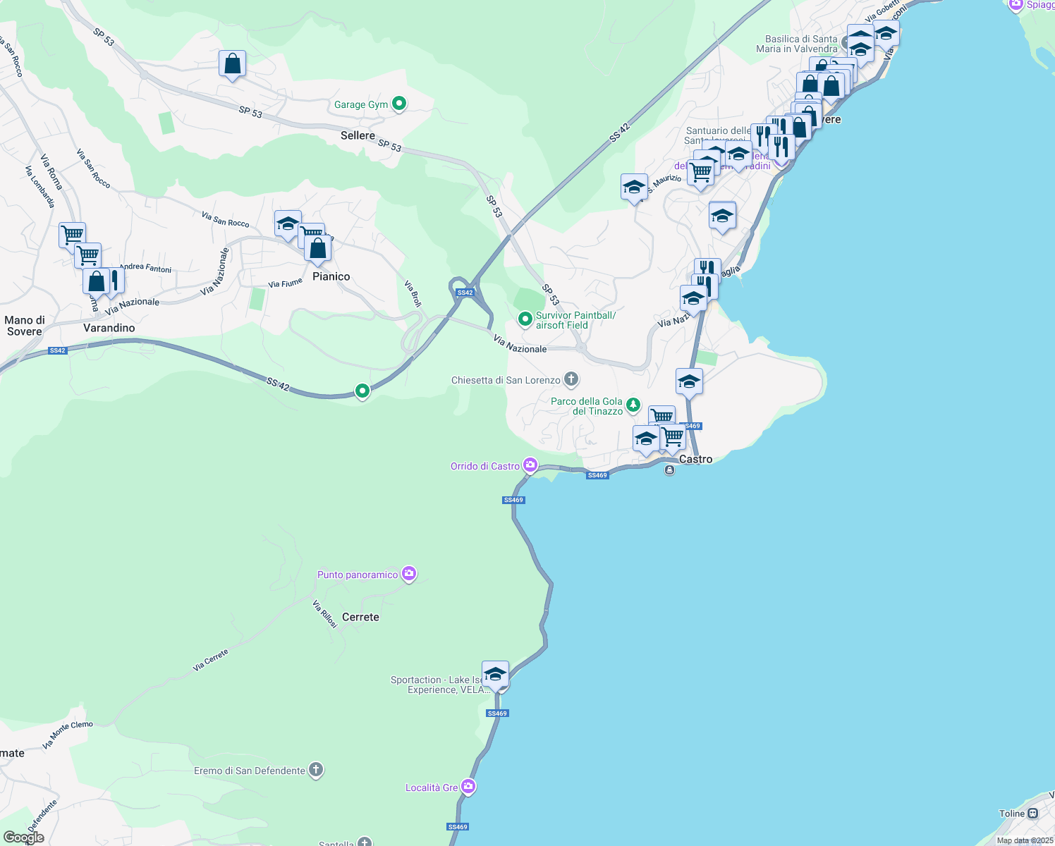 map of restaurants, bars, coffee shops, grocery stores, and more near 1 Via Coletto in Castro