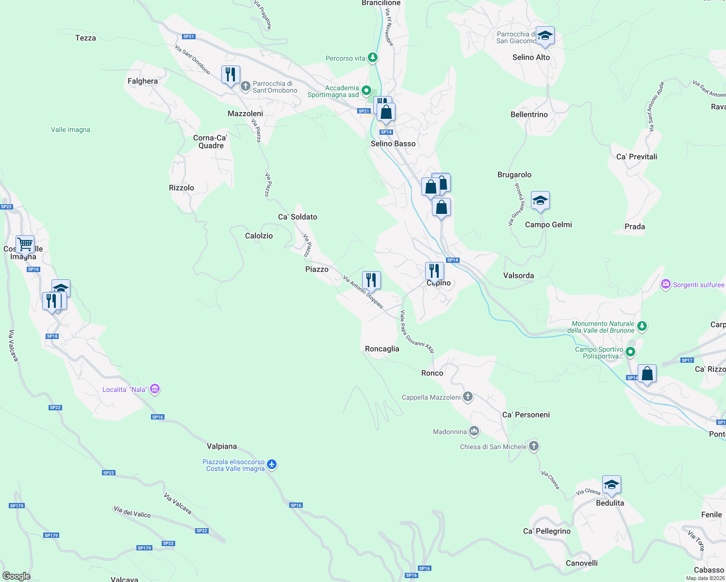 map of restaurants, bars, coffee shops, grocery stores, and more near 23 Via Stoppani Antonio in Selino Basso