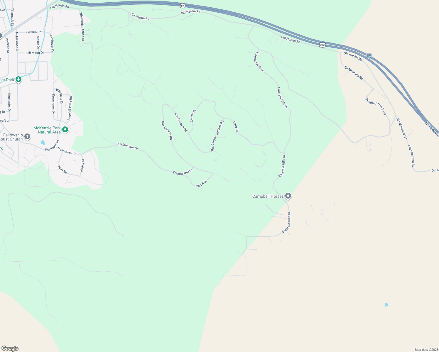 map of restaurants, bars, coffee shops, grocery stores, and more near 4960 Box Canyon Road in Billings