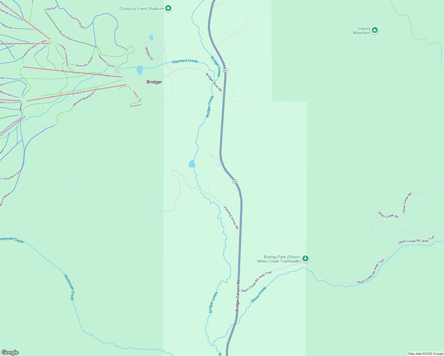 map of restaurants, bars, coffee shops, grocery stores, and more near 15325 Bridger Canyon Road in Bozeman