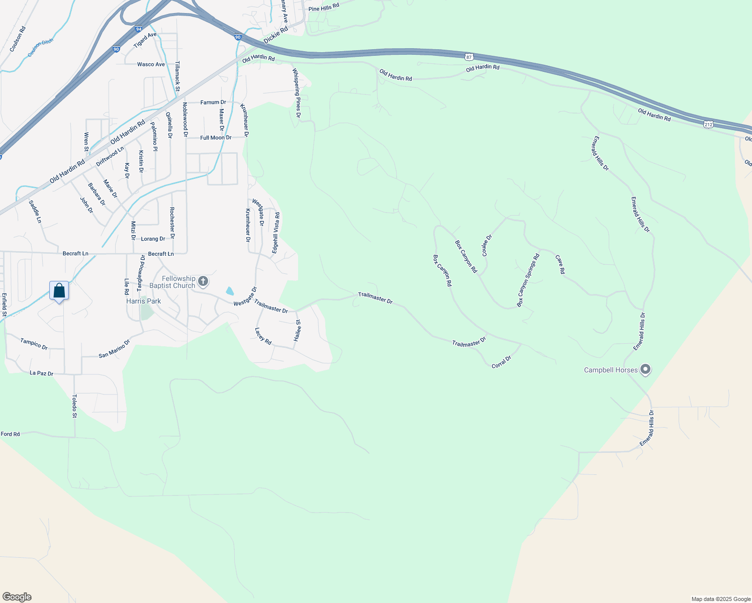 map of restaurants, bars, coffee shops, grocery stores, and more near 4220 Trailmaster Drive in Billings