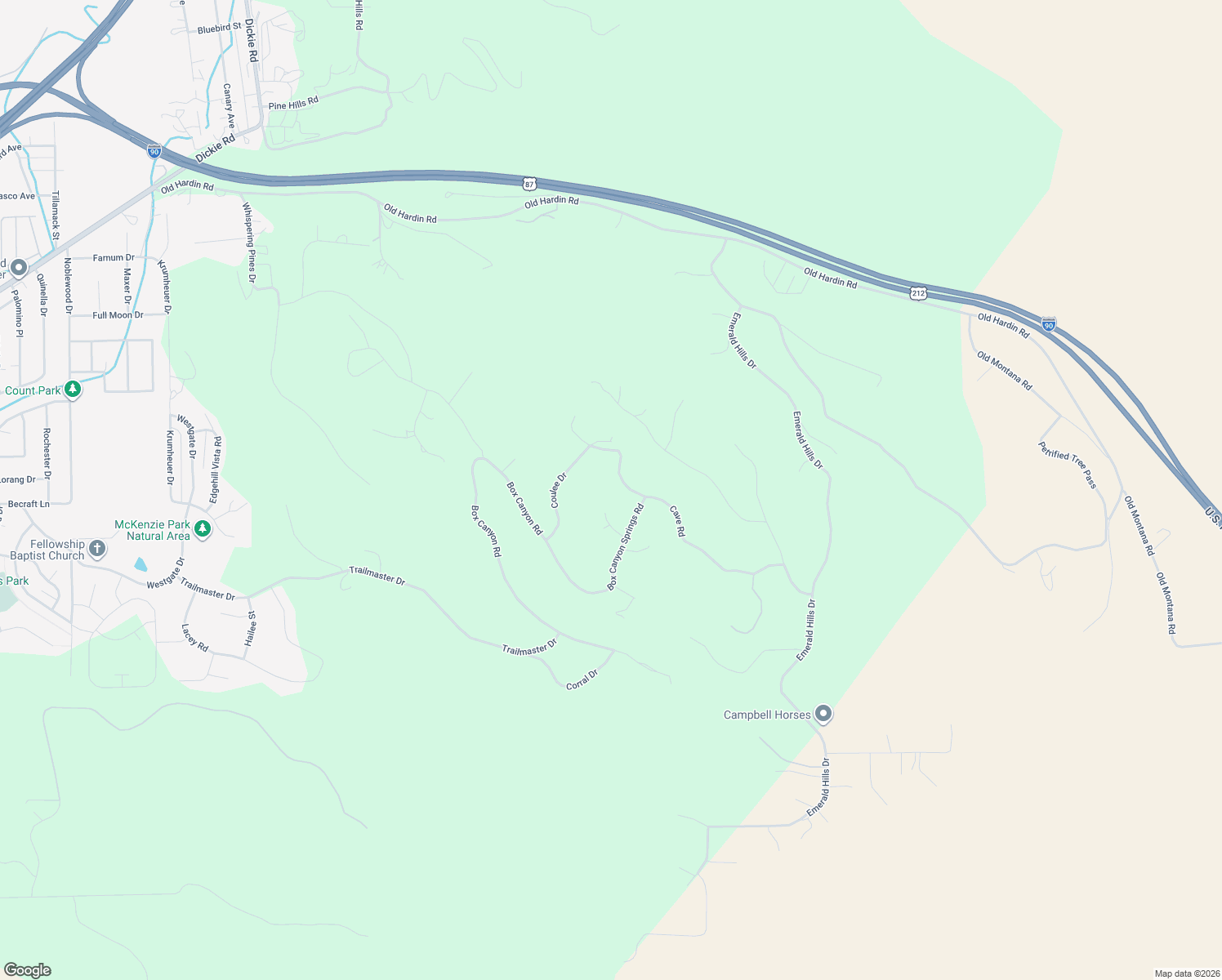 map of restaurants, bars, coffee shops, grocery stores, and more near 918-984 Cave Road in Billings