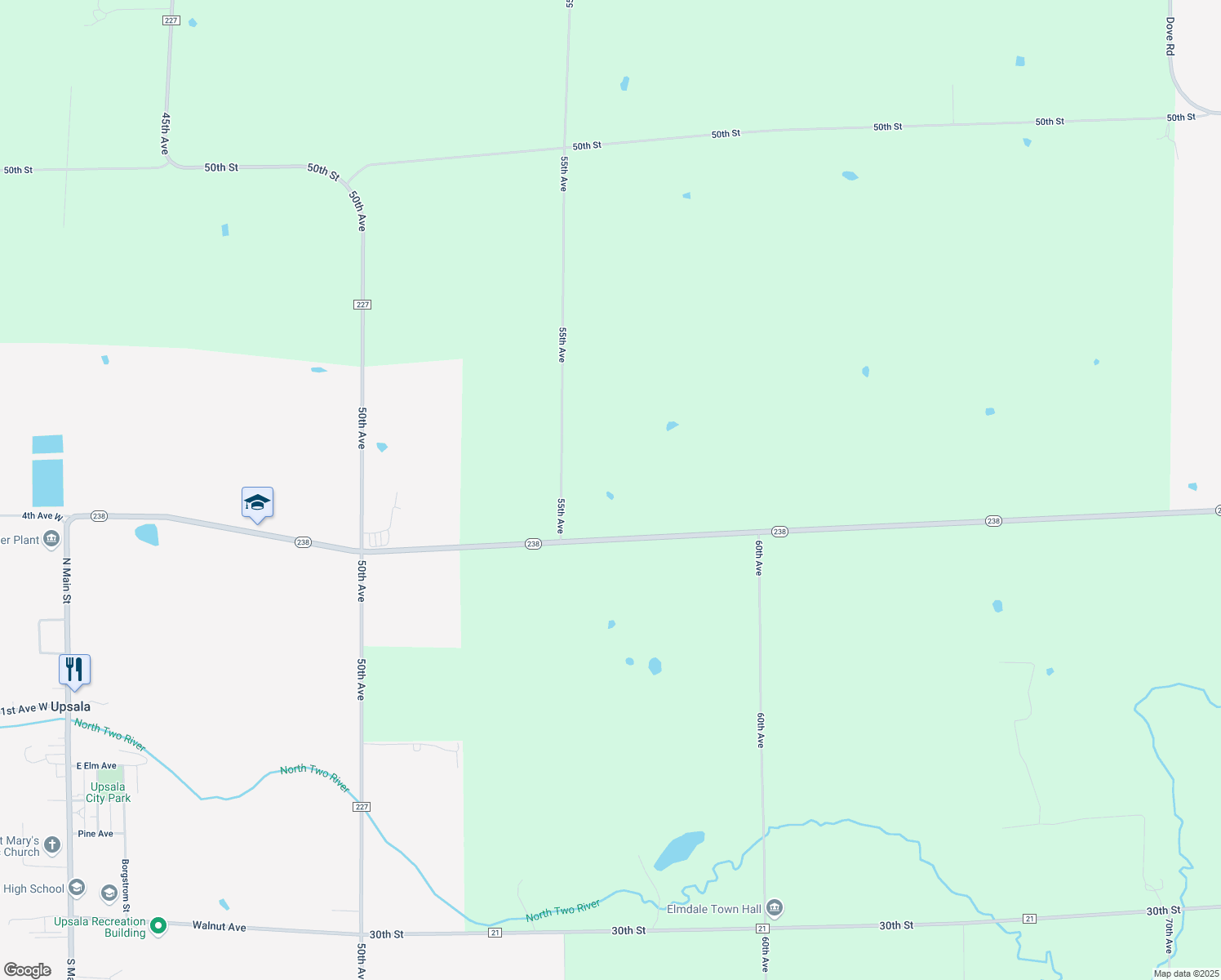 map of restaurants, bars, coffee shops, grocery stores, and more near 4146 55th Avenue in Bowlus