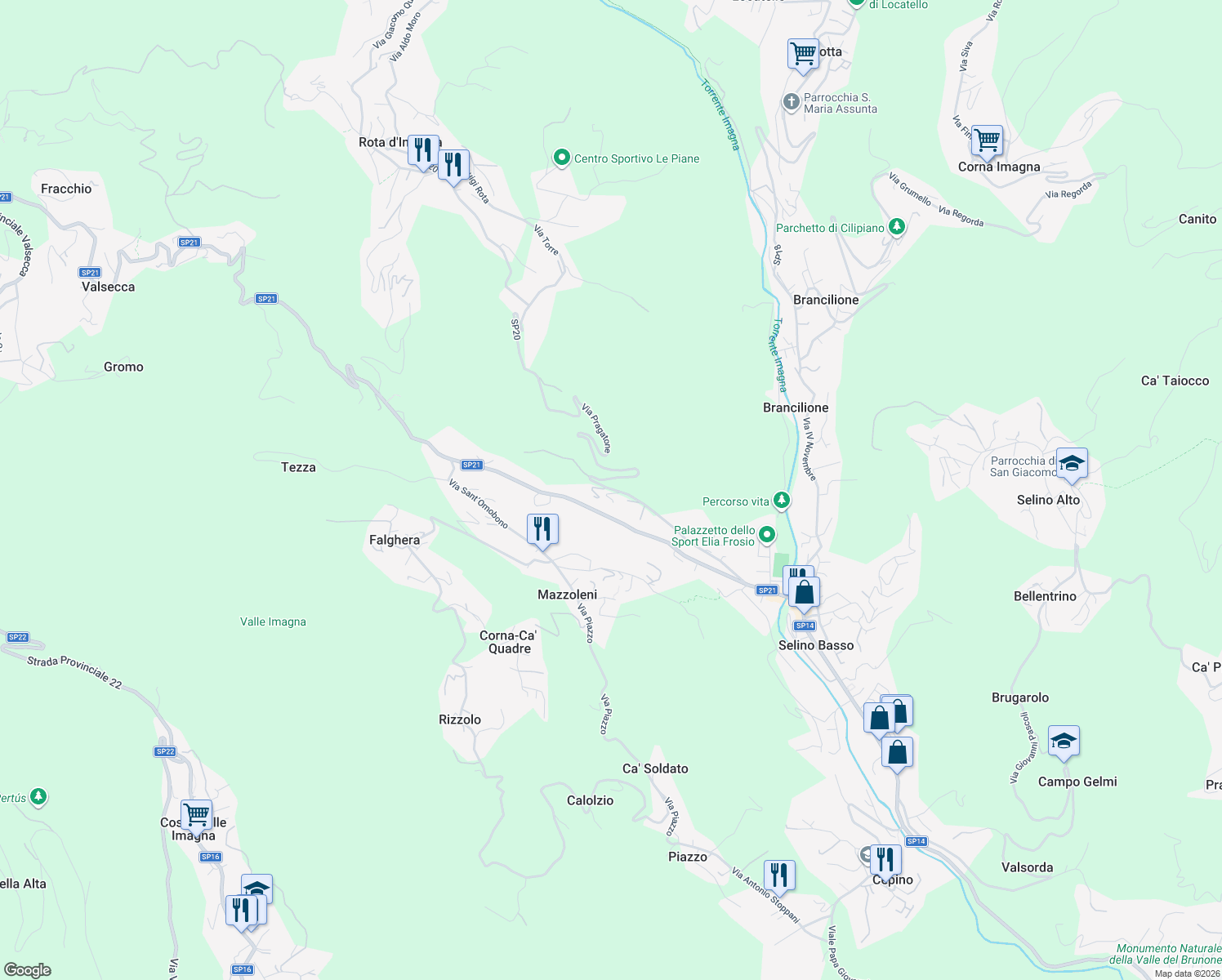 map of restaurants, bars, coffee shops, grocery stores, and more near 25 Via Antonio Locatelli in Selino Basso