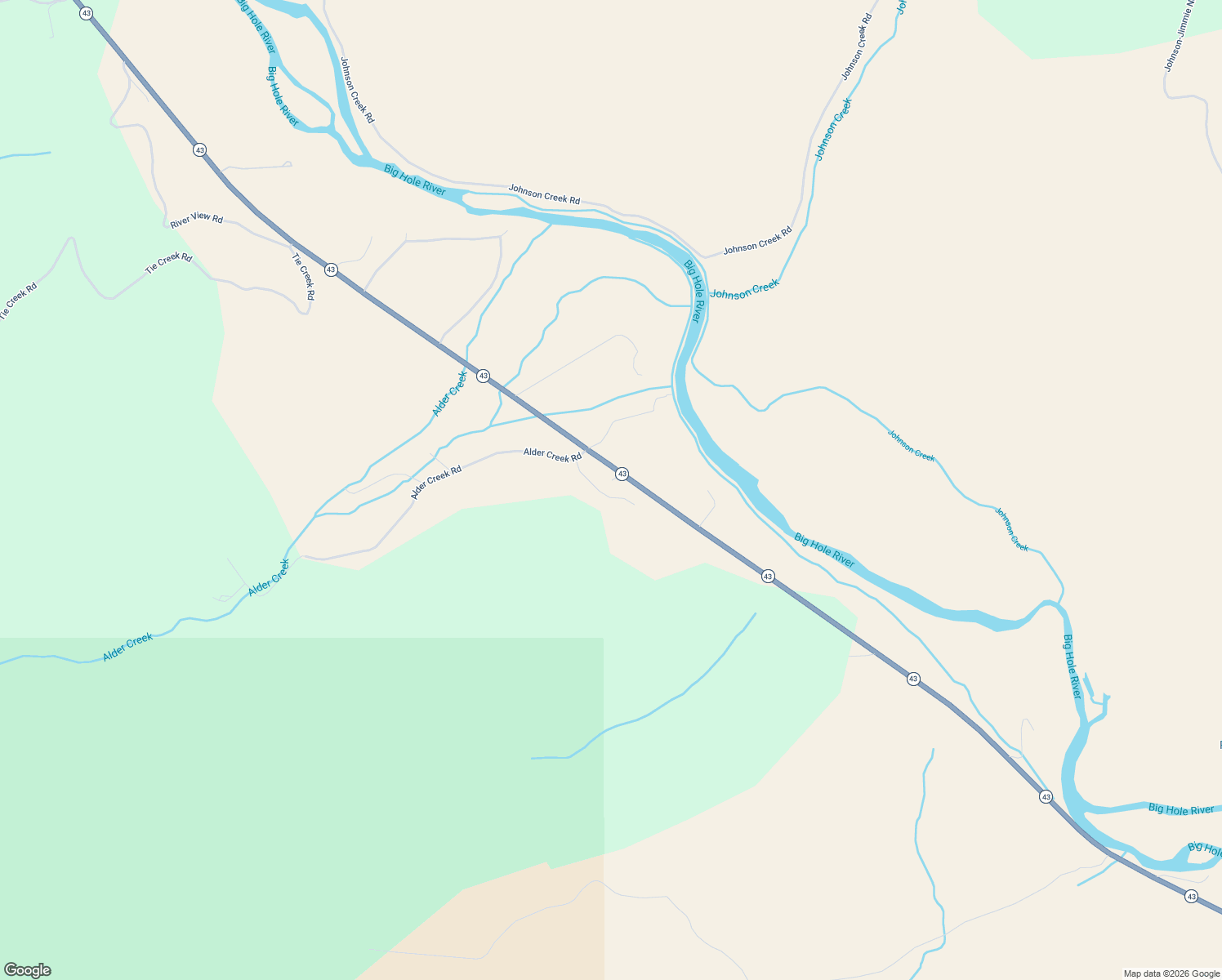 map of restaurants, bars, coffee shops, grocery stores, and more near 61586-61842 Montana 43 in Wise River
