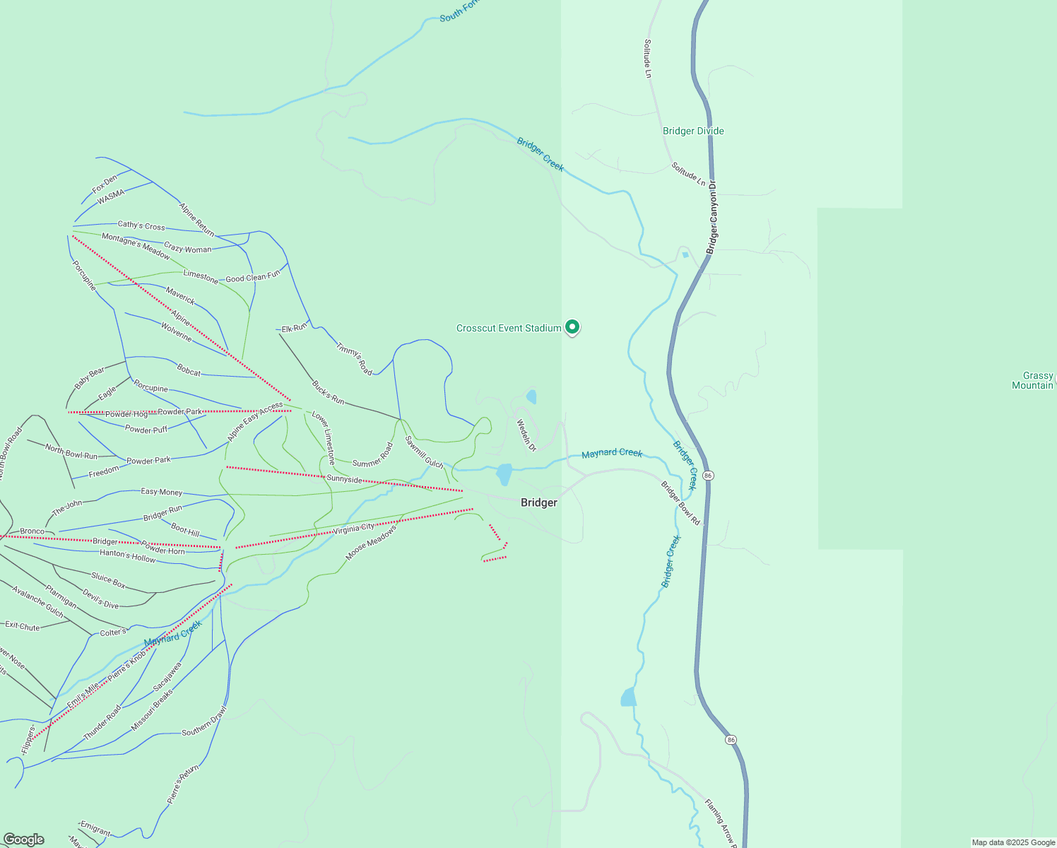 map of restaurants, bars, coffee shops, grocery stores, and more near 33 Bridger Pines Road in Bozeman
