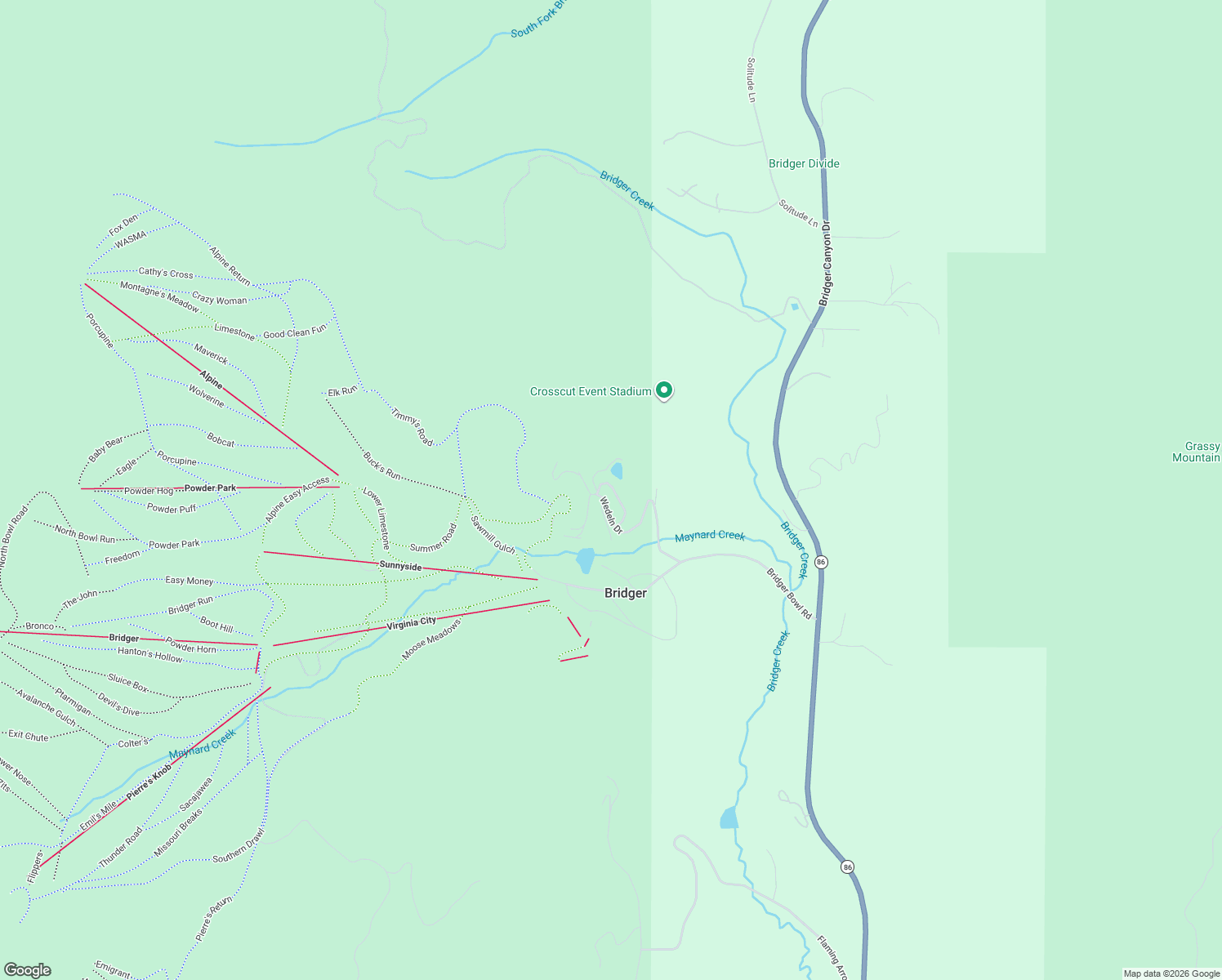 map of restaurants, bars, coffee shops, grocery stores, and more near 37-51 Bridger Pines Road in Bozeman